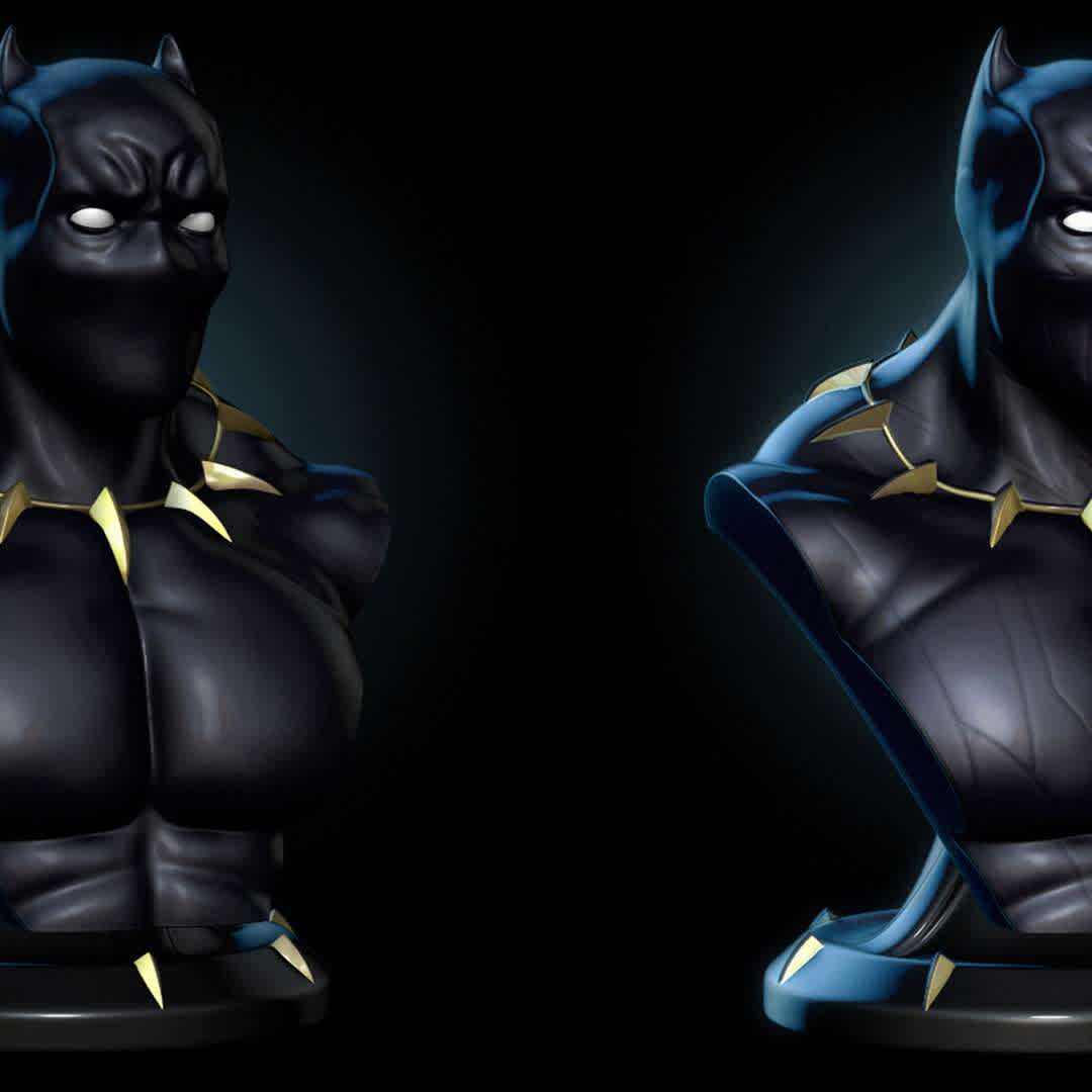 BLACK PANTHER BUST 01 AND 02 - The 3D model is prepared and ready for 3D printing. Printing test performed on Creality LD-006 printer.

Total de Pieces: 4 
Approximate Height: 150mm 
Contents : STL file.

Tip for a good impression:

Make sure your printer is calibrated Use the correct timing for your resin/printer After printing, wash the piece and remove the supports by hand or with the aid of pliers, remove carefully Cure your parts Finish your piece with sandpaper Paint your piece and make your collection. Thank you very much. Hope you like it! ;D

Thank you for downloading and supporting! Please remember to rate my work ! thanks! - The best files for 3D printing in the world. Stl models divided into parts to facilitate 3D printing. All kinds of characters, decoration, cosplay, prosthetics, pieces. Quality in 3D printing. Affordable 3D models. Low cost. Collective purchases of 3D files.