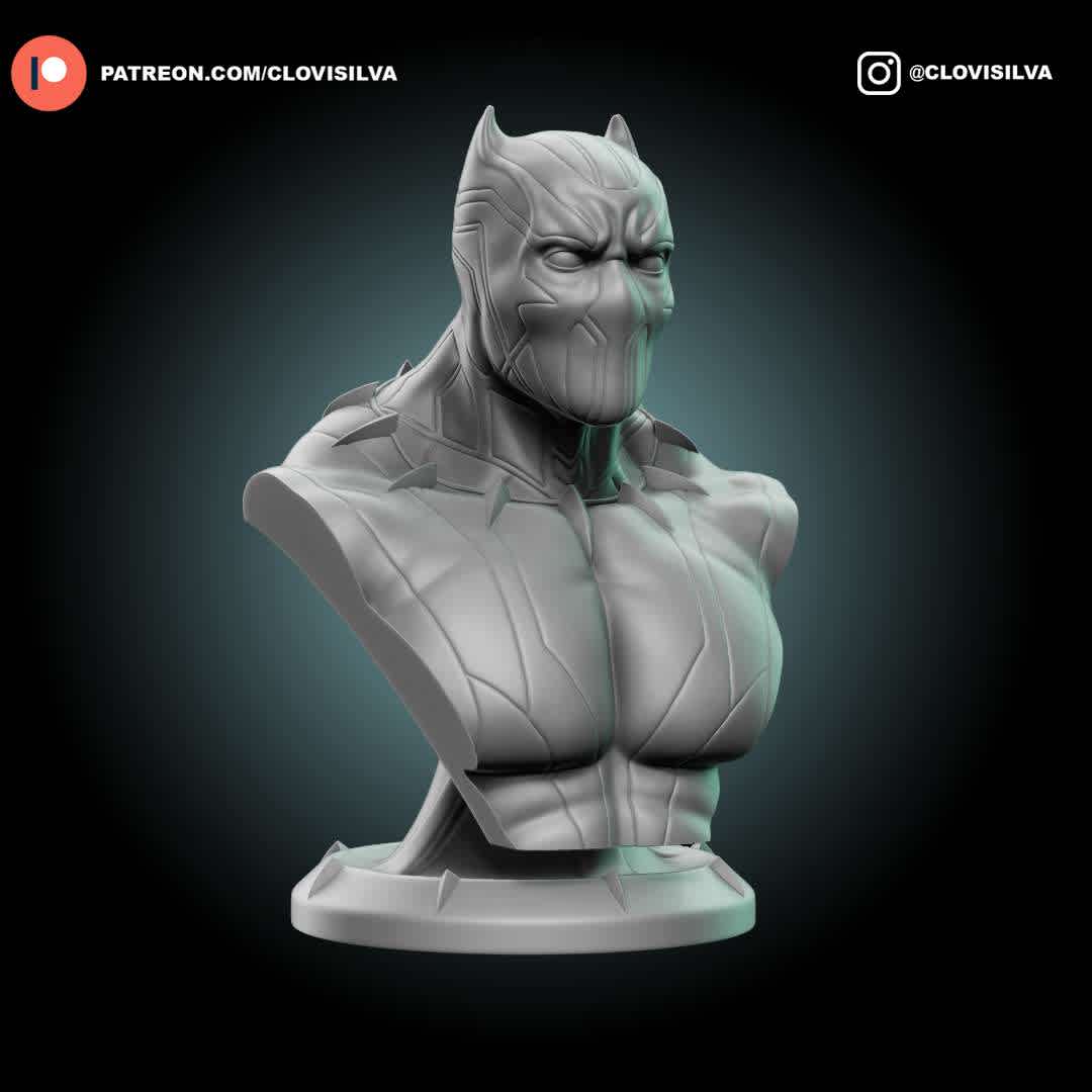 BLACK PANTHER BUST 01 AND 02 - The 3D model is prepared and ready for 3D printing. Printing test performed on Creality LD-006 printer.

Total de Pieces: 4 
Approximate Height: 150mm 
Contents : STL file.

Tip for a good impression:

Make sure your printer is calibrated Use the correct timing for your resin/printer After printing, wash the piece and remove the supports by hand or with the aid of pliers, remove carefully Cure your parts Finish your piece with sandpaper Paint your piece and make your collection. Thank you very much. Hope you like it! ;D

Thank you for downloading and supporting! Please remember to rate my work ! thanks! - The best files for 3D printing in the world. Stl models divided into parts to facilitate 3D printing. All kinds of characters, decoration, cosplay, prosthetics, pieces. Quality in 3D printing. Affordable 3D models. Low cost. Collective purchases of 3D files.