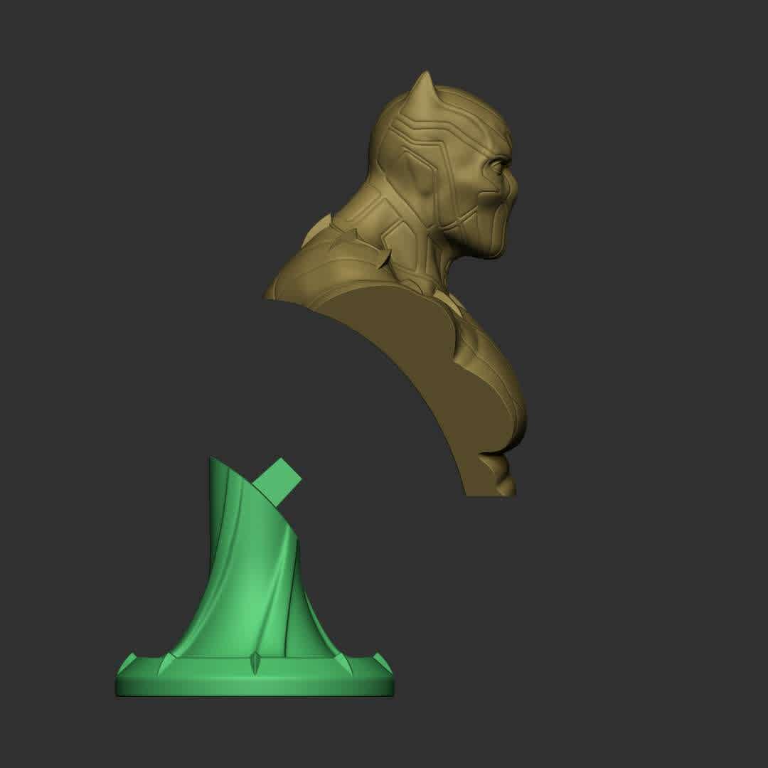 BLACK PANTHER BUST 01 AND 02 - The 3D model is prepared and ready for 3D printing. Printing test performed on Creality LD-006 printer.

Total de Pieces: 4 
Approximate Height: 150mm 
Contents : STL file.

Tip for a good impression:

Make sure your printer is calibrated Use the correct timing for your resin/printer After printing, wash the piece and remove the supports by hand or with the aid of pliers, remove carefully Cure your parts Finish your piece with sandpaper Paint your piece and make your collection. Thank you very much. Hope you like it! ;D

Thank you for downloading and supporting! Please remember to rate my work ! thanks! - Os melhores arquivos para impressão 3D do mundo. Modelos stl divididos em partes para facilitar a impressão 3D. Todos os tipos de personagens, decoração, cosplay, próteses, peças. Qualidade na impressão 3D. Modelos 3D com preço acessível. Baixo custo. Compras coletivas de arquivos 3D.