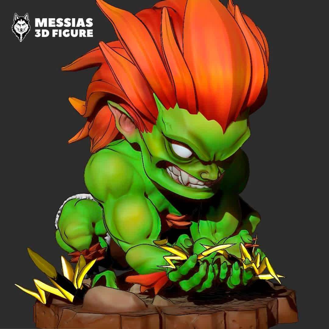 Blanka Chibi 3D Print Model - Step into the whimsical world of Street Fighter with our adorable Chibi Blanka 3D print file! This delightful figure captures the playful charm and electrifying spirit of the iconic character, Blanka. Whether you're a gaming enthusiast, a collector, or just a fan of cute characters, this Chibi Blanka is a must-have addition to your collection.

Every detail, from Blanka's mischievous expression to his signature electric charge pose, has been meticulously crafted with cutting-edge 3D printing technology. You now have the power to customize the size, color, and materials, making your Chibi Blanka truly unique and personalized.

Perfect for display on your gaming shelf or as a delightful gift for a fellow Street Fighter aficionado, this Chibi Blanka figure is a whimsical addition to any collection. Let the charm of this miniature Blanka spark joy and nostalgia in your space.

Order now and embark on a creative journey with our Chibi Blanka 3D print file. Share your photos with #ChibiBlanka3DPrint to join our community of gaming enthusiasts and collectors! - Los mejores archivos para impresión 3D del mundo. Modelos Stl divididos en partes para facilitar la impresión 3D. Todo tipo de personajes, decoración, cosplay, prótesis, piezas. Calidad en impresión 3D. Modelos 3D asequibles. Bajo costo. Compras colectivas de archivos 3D.