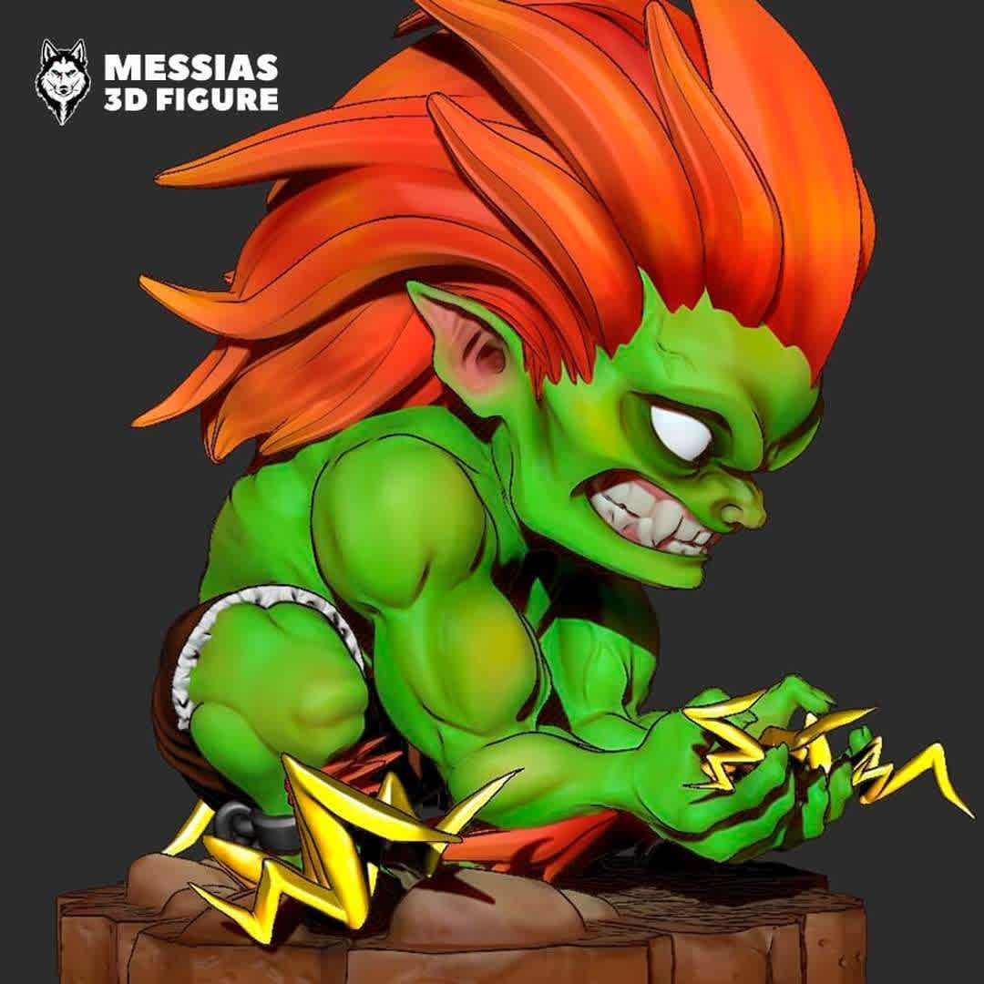 Blanka Chibi 3D Print Model - Step into the whimsical world of Street Fighter with our adorable Chibi Blanka 3D print file! This delightful figure captures the playful charm and electrifying spirit of the iconic character, Blanka. Whether you're a gaming enthusiast, a collector, or just a fan of cute characters, this Chibi Blanka is a must-have addition to your collection.

Every detail, from Blanka's mischievous expression to his signature electric charge pose, has been meticulously crafted with cutting-edge 3D printing technology. You now have the power to customize the size, color, and materials, making your Chibi Blanka truly unique and personalized.

Perfect for display on your gaming shelf or as a delightful gift for a fellow Street Fighter aficionado, this Chibi Blanka figure is a whimsical addition to any collection. Let the charm of this miniature Blanka spark joy and nostalgia in your space.

Order now and embark on a creative journey with our Chibi Blanka 3D print file. Share your photos with #ChibiBlanka3DPrint to join our community of gaming enthusiasts and collectors! - Os melhores arquivos para impressão 3D do mundo. Modelos stl divididos em partes para facilitar a impressão 3D. Todos os tipos de personagens, decoração, cosplay, próteses, peças. Qualidade na impressão 3D. Modelos 3D com preço acessível. Baixo custo. Compras coletivas de arquivos 3D.