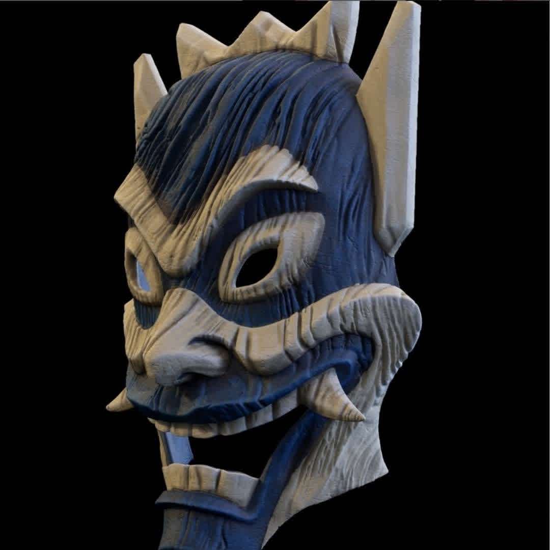 Blue Spirit mask  - Blue Spirit mask  old wood style - The best files for 3D printing in the world. Stl models divided into parts to facilitate 3D printing. All kinds of characters, decoration, cosplay, prosthetics, pieces. Quality in 3D printing. Affordable 3D models. Low cost. Collective purchases of 3D files.