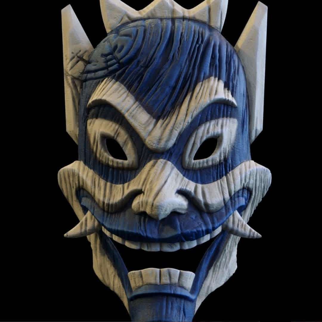 Blue Spirit mask  - Blue Spirit mask  old wood style - The best files for 3D printing in the world. Stl models divided into parts to facilitate 3D printing. All kinds of characters, decoration, cosplay, prosthetics, pieces. Quality in 3D printing. Affordable 3D models. Low cost. Collective purchases of 3D files.