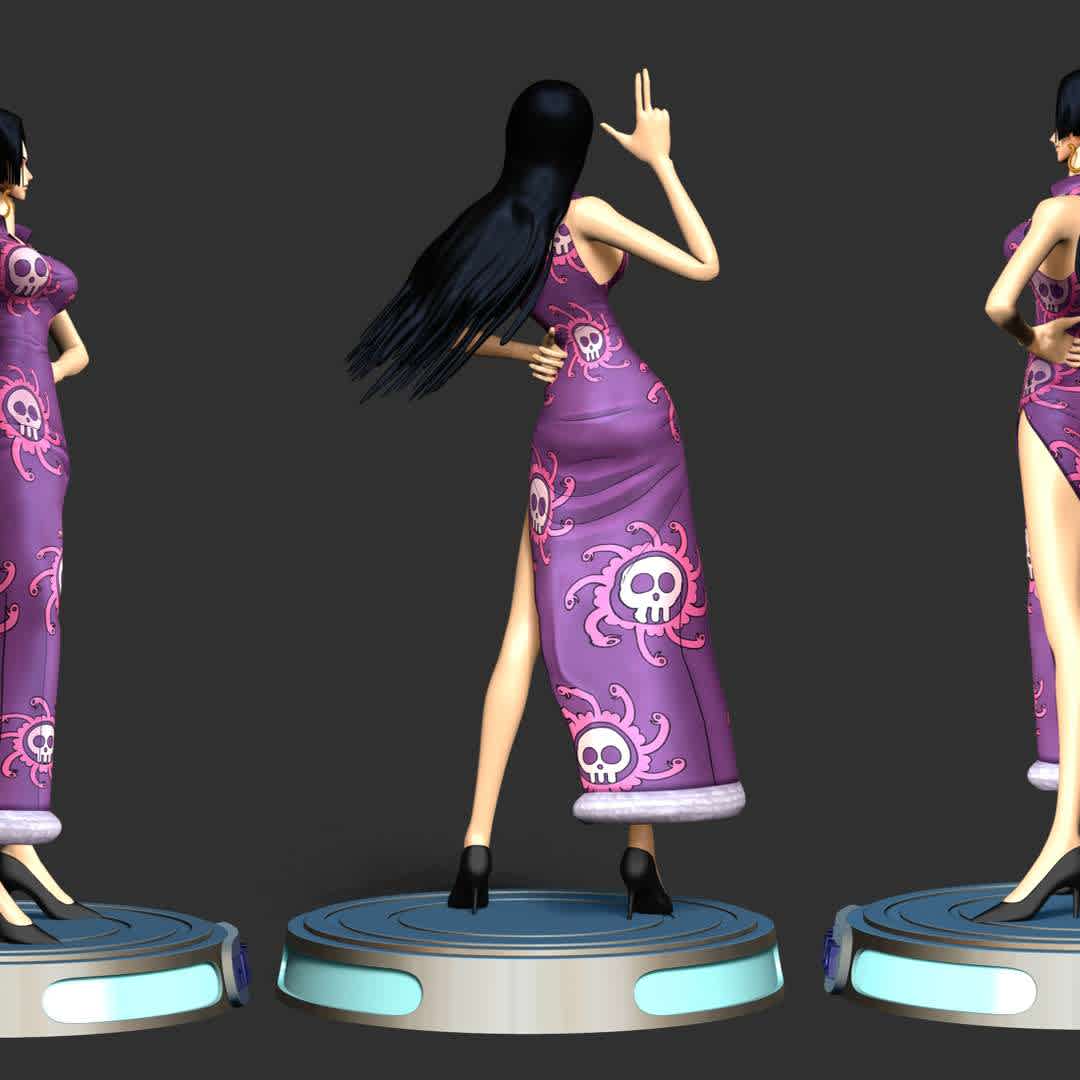 Boa Hancock - One Piece - Information: This model has a height of 15 cm.

When you purchase this model, you will own:
 
- STL, OBJ file with 05 separated files (included key to connect parts) is ready for 3D printing.
 - Zbrush original files (ZTL) for you to customize as you like.

This is version 1.0 of this model.
Thanks for viewing! Hope you like her. - The best files for 3D printing in the world. Stl models divided into parts to facilitate 3D printing. All kinds of characters, decoration, cosplay, prosthetics, pieces. Quality in 3D printing. Affordable 3D models. Low cost. Collective purchases of 3D files.