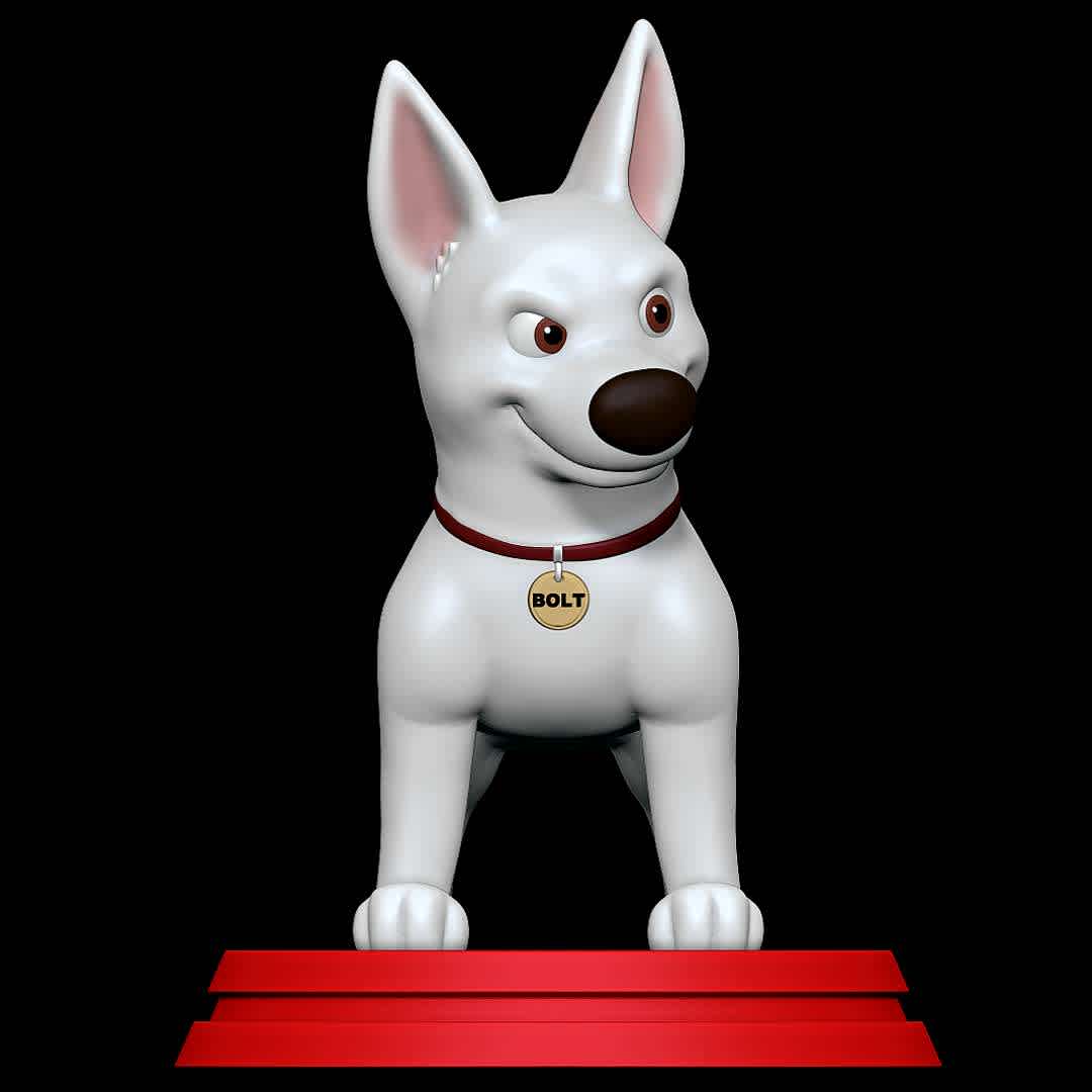 Bolt - Bolt the doggo - The best files for 3D printing in the world. Stl models divided into parts to facilitate 3D printing. All kinds of characters, decoration, cosplay, prosthetics, pieces. Quality in 3D printing. Affordable 3D models. Low cost. Collective purchases of 3D files.