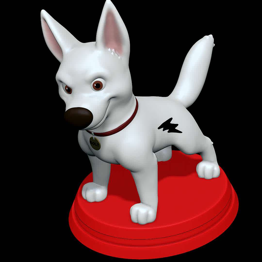 Bolt - Bolt the doggo - The best files for 3D printing in the world. Stl models divided into parts to facilitate 3D printing. All kinds of characters, decoration, cosplay, prosthetics, pieces. Quality in 3D printing. Affordable 3D models. Low cost. Collective purchases of 3D files.