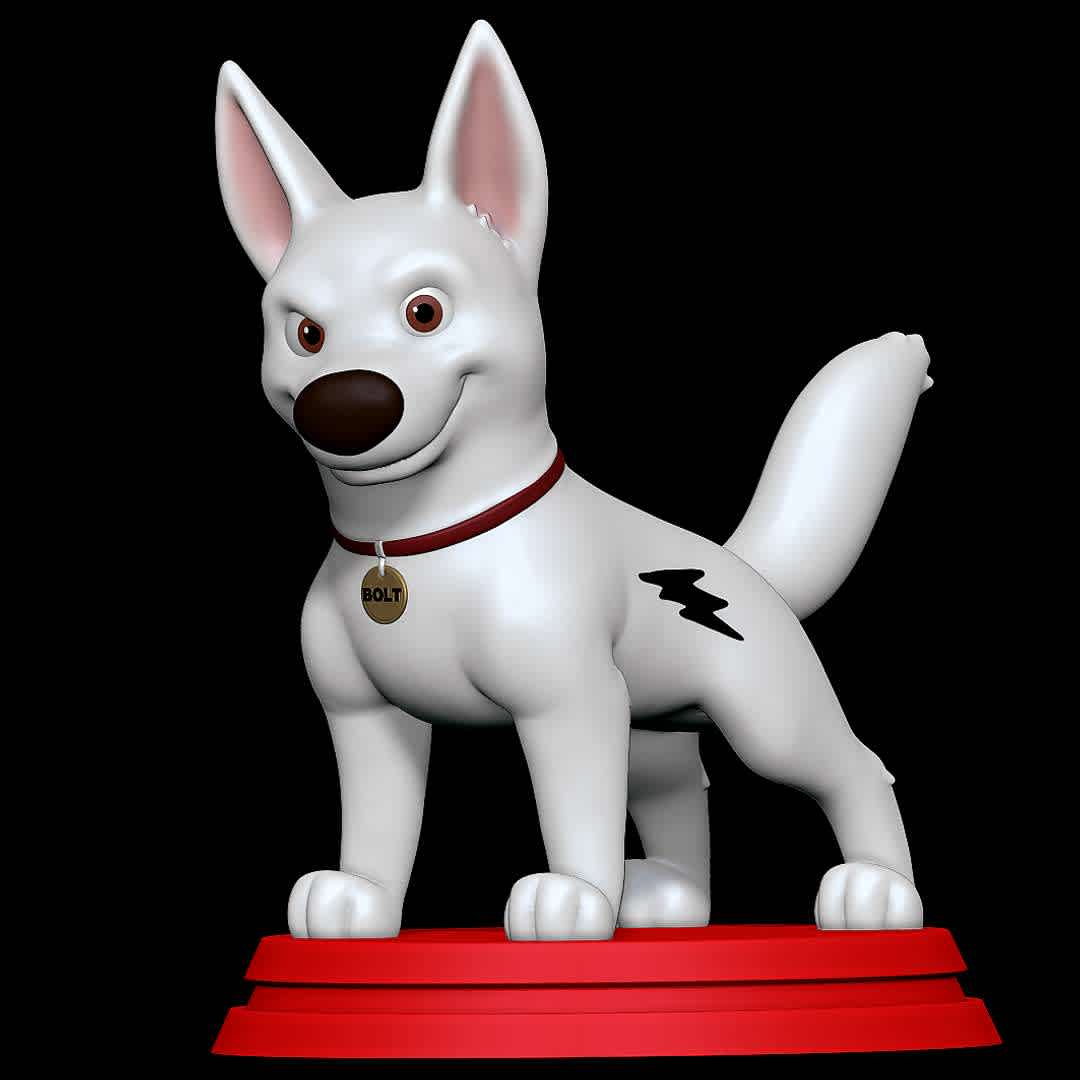 Bolt - Bolt the doggo - The best files for 3D printing in the world. Stl models divided into parts to facilitate 3D printing. All kinds of characters, decoration, cosplay, prosthetics, pieces. Quality in 3D printing. Affordable 3D models. Low cost. Collective purchases of 3D files.