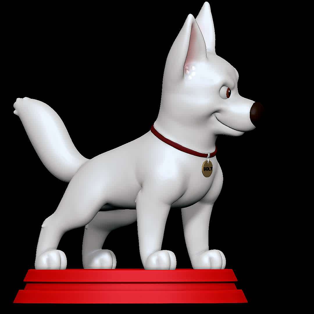Bolt - Bolt the doggo - The best files for 3D printing in the world. Stl models divided into parts to facilitate 3D printing. All kinds of characters, decoration, cosplay, prosthetics, pieces. Quality in 3D printing. Affordable 3D models. Low cost. Collective purchases of 3D files.