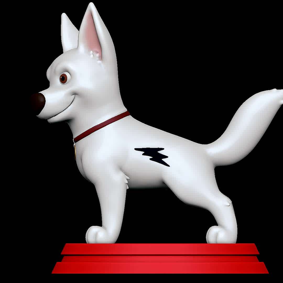 Bolt - Bolt the doggo - The best files for 3D printing in the world. Stl models divided into parts to facilitate 3D printing. All kinds of characters, decoration, cosplay, prosthetics, pieces. Quality in 3D printing. Affordable 3D models. Low cost. Collective purchases of 3D files.