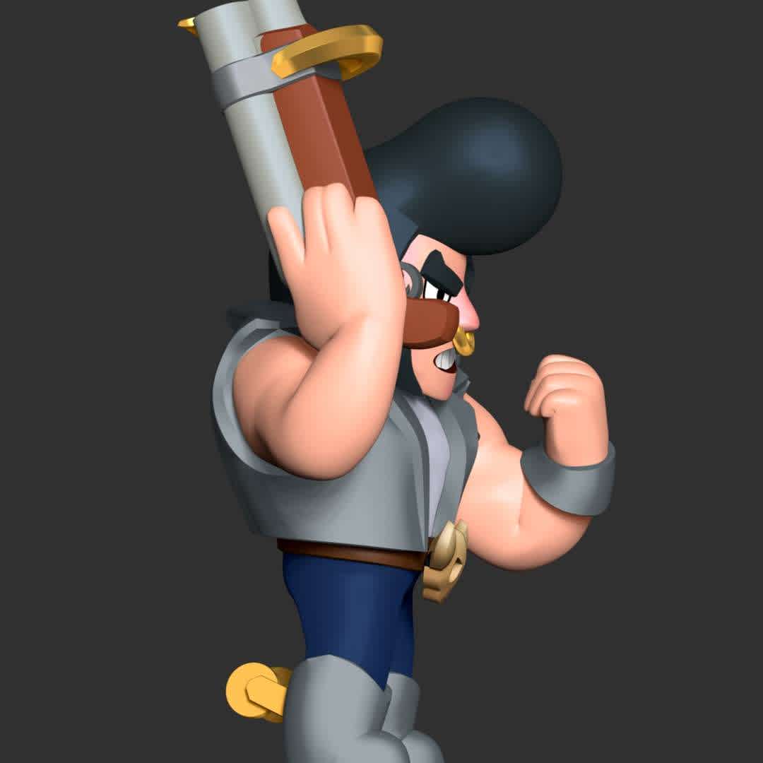 Bull - Brawl Stars - **Bull is a Rare Brawler who has high health, a fast movement speed, and a high damage output at close range**

**The model ready for 3D printing.**

These information of model:

**- Format files: STL, OBJ to supporting 3D printing.**

**- Can be assembled without glue (glue is optional)**

**- Split down to 2 parts**

**- The height of current model is 20 cm and you can free to scale it.**

**- ZTL format for Zbrush for you to customize as you like.**

Please don't hesitate to contact me if you have any issues question.

If you see this model useful, please vote positively for it.
 - The best files for 3D printing in the world. Stl models divided into parts to facilitate 3D printing. All kinds of characters, decoration, cosplay, prosthetics, pieces. Quality in 3D printing. Affordable 3D models. Low cost. Collective purchases of 3D files.