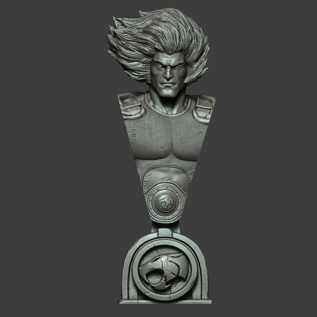 Bust Lion-O Thundercats - Lion-o bust of the Thundercats. - The best files for 3D printing in the world. Stl models divided into parts to facilitate 3D printing. All kinds of characters, decoration, cosplay, prosthetics, pieces. Quality in 3D printing. Affordable 3D models. Low cost. Collective purchases of 3D files.