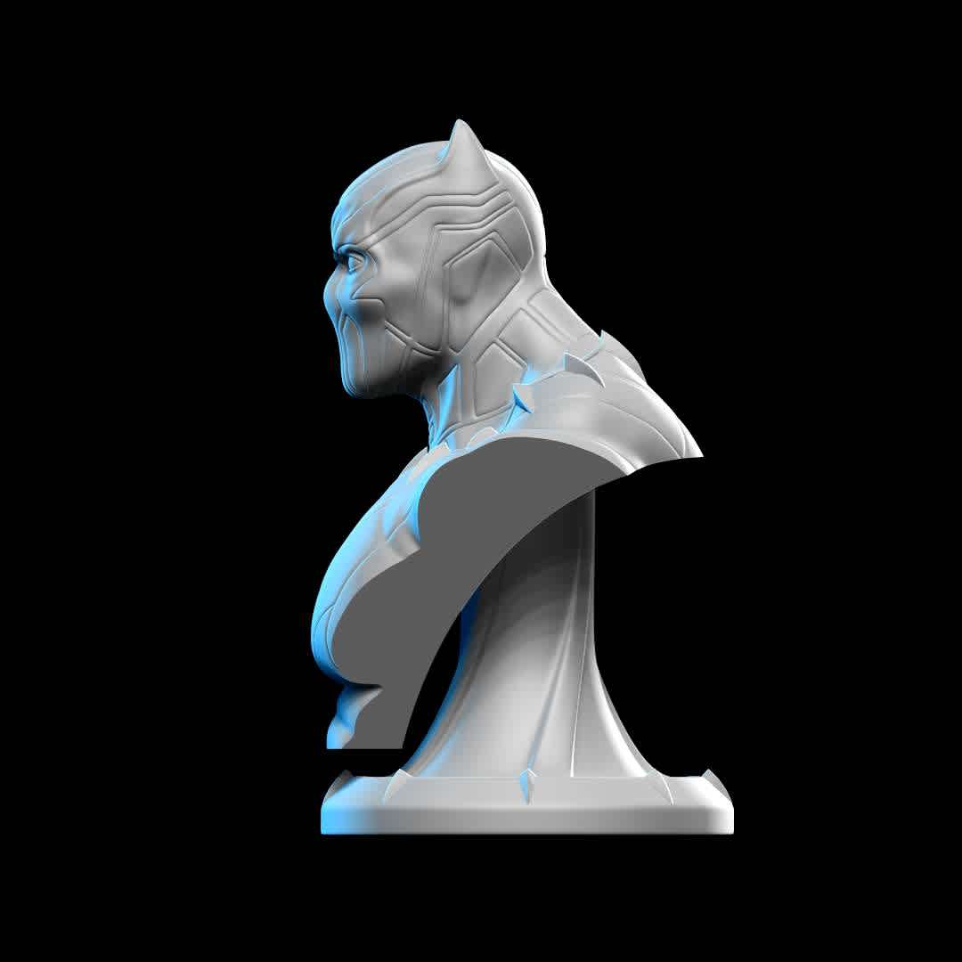 BLACK PANTHER BUST 01 - The 3D model is prepared and ready for 3D printing. Printing test performed on Creality LD-006 printer.

Total de Pieces: 2 Approximate Height: 150mm Contents : STL file.

Tip for a good impression:

Make sure your printer is calibrated Use the correct timing for your resin/printer After printing, wash the piece and remove the supports by hand or with the aid of pliers, remove carefully Cure your parts Finish your piece with sandpaper Paint your piece and make your collection. Thank you very much. Hope you like it! ;D

Thank you for downloading and supporting! Please remember to rate my work ! thanks! - The best files for 3D printing in the world. Stl models divided into parts to facilitate 3D printing. All kinds of characters, decoration, cosplay, prosthetics, pieces. Quality in 3D printing. Affordable 3D models. Low cost. Collective purchases of 3D files.