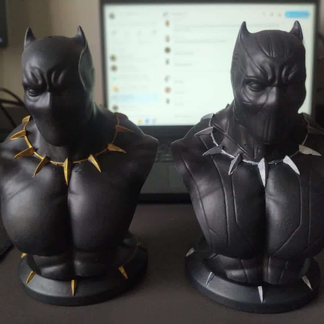 BLACK PANTHER BUST 01 - The 3D model is prepared and ready for 3D printing. Printing test performed on Creality LD-006 printer.

Total de Pieces: 2 Approximate Height: 150mm Contents : STL file.

Tip for a good impression:

Make sure your printer is calibrated Use the correct timing for your resin/printer After printing, wash the piece and remove the supports by hand or with the aid of pliers, remove carefully Cure your parts Finish your piece with sandpaper Paint your piece and make your collection. Thank you very much. Hope you like it! ;D

Thank you for downloading and supporting! Please remember to rate my work ! thanks! - The best files for 3D printing in the world. Stl models divided into parts to facilitate 3D printing. All kinds of characters, decoration, cosplay, prosthetics, pieces. Quality in 3D printing. Affordable 3D models. Low cost. Collective purchases of 3D files.