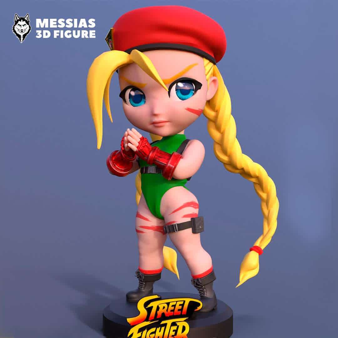 Cammy Street Chibi 3D Print Model - Unleash the Power: 3D-Printed Cammy from Street Fighter! Immerse yourself in the adrenaline-pumping world of Street Fighter with our digital 3D print files showcasing the fierce Cammy. Meticulously designed, these files enable you to bring this dynamic character to life through the magic of 3D printing.

Embark on a creative journey as you customize the size, color, and materials to suit your style. Whether you're a gaming enthusiast or a Street Fighter aficionado, this digital creation captures Cammy's strength and agility with unparalleled detail.

Be among the exclusive few to own this extraordinary 3D-printed masterpiece, seamlessly blending the excitement of gaming with cutting-edge technology. Order now and add the formidable Cammy to your collection. Let her martial prowess and dynamic presence make a bold statement in your space. - Los mejores archivos para impresión 3D del mundo. Modelos Stl divididos en partes para facilitar la impresión 3D. Todo tipo de personajes, decoración, cosplay, prótesis, piezas. Calidad en impresión 3D. Modelos 3D asequibles. Bajo costo. Compras colectivas de archivos 3D.