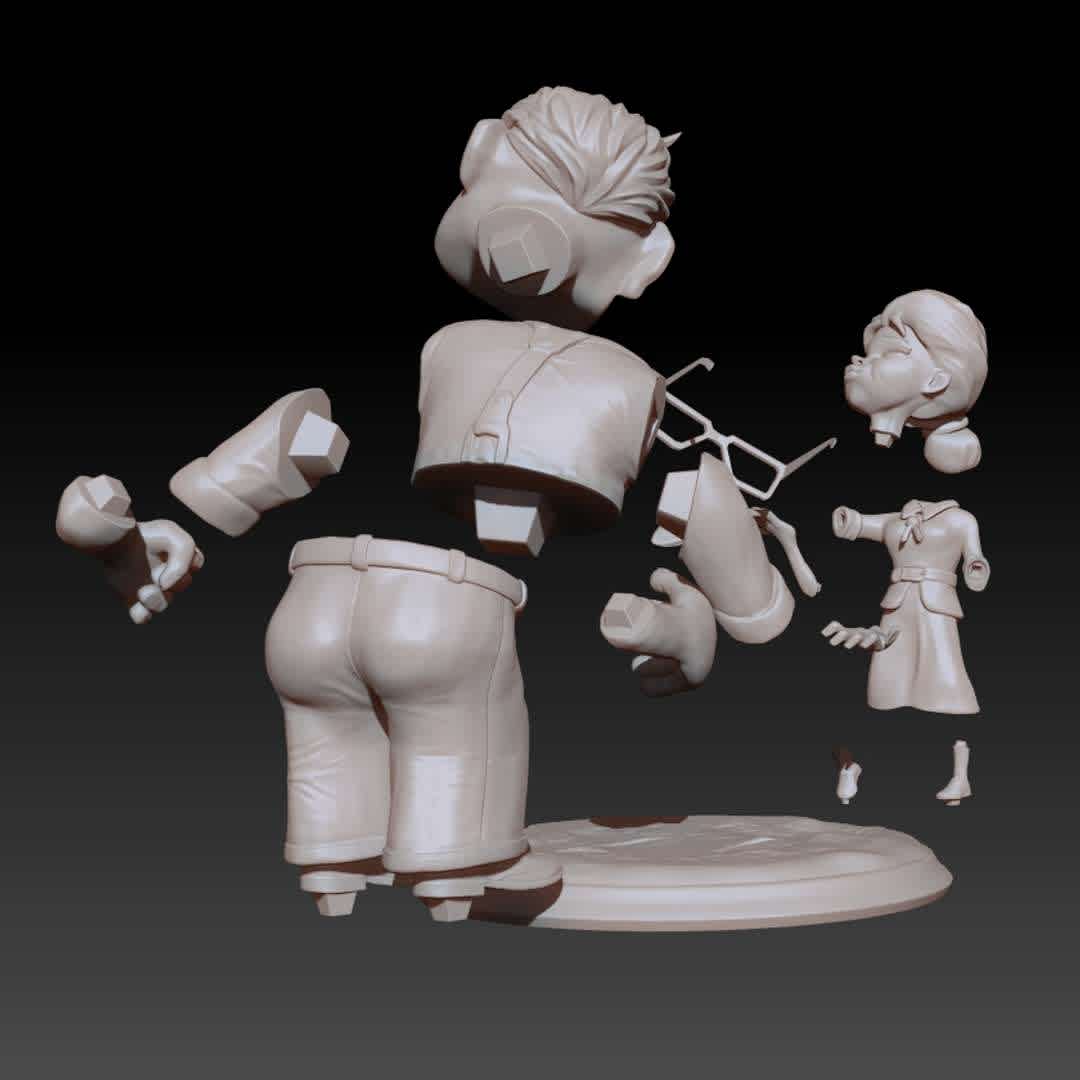 CARL AND ELLIE 3D PRINT MODEL STL - Carl and Ellie 3D print model Carl and Ellie Young are fictional characters from the animated film Up produced by Pixar Animation Studios. They are the main characters of the film and their story follows their relationship from childhood to old age.

Carl and Ellie first met as children and bonded over their shared admiration for the adventurer Charles Muntz. They eventually get married and aspire to travel to Paradise Falls in South America, but they are unable to fulfill their dream due to financial struggles and unexpected life events.

In their later years, Ellie passes away and Carl becomes a grumpy and isolated old man who refuses to leave his home. However, after a series of events, including an accidental flight to South America via thousands of balloons tied to his house, Carl learns to let go of his past grief and adventure on his own.

The story of Carl and Ellie is heartfelt and touching, and it emphasizes the power of love, loss, and friendship. Their story inspires the viewer to cherish life and value relationships, regardless of the challenges that arise.

Enjoy 3d file ready to print
_ stl
_ obj
_ fbx
- ply
-goz
- ztl
_Thanks for review

3D PRINTING SETTINGS
4hour  - Los mejores archivos para impresión 3D del mundo. Modelos Stl divididos en partes para facilitar la impresión 3D. Todo tipo de personajes, decoración, cosplay, prótesis, piezas. Calidad en impresión 3D. Modelos 3D asequibles. Bajo costo. Compras colectivas de archivos 3D.