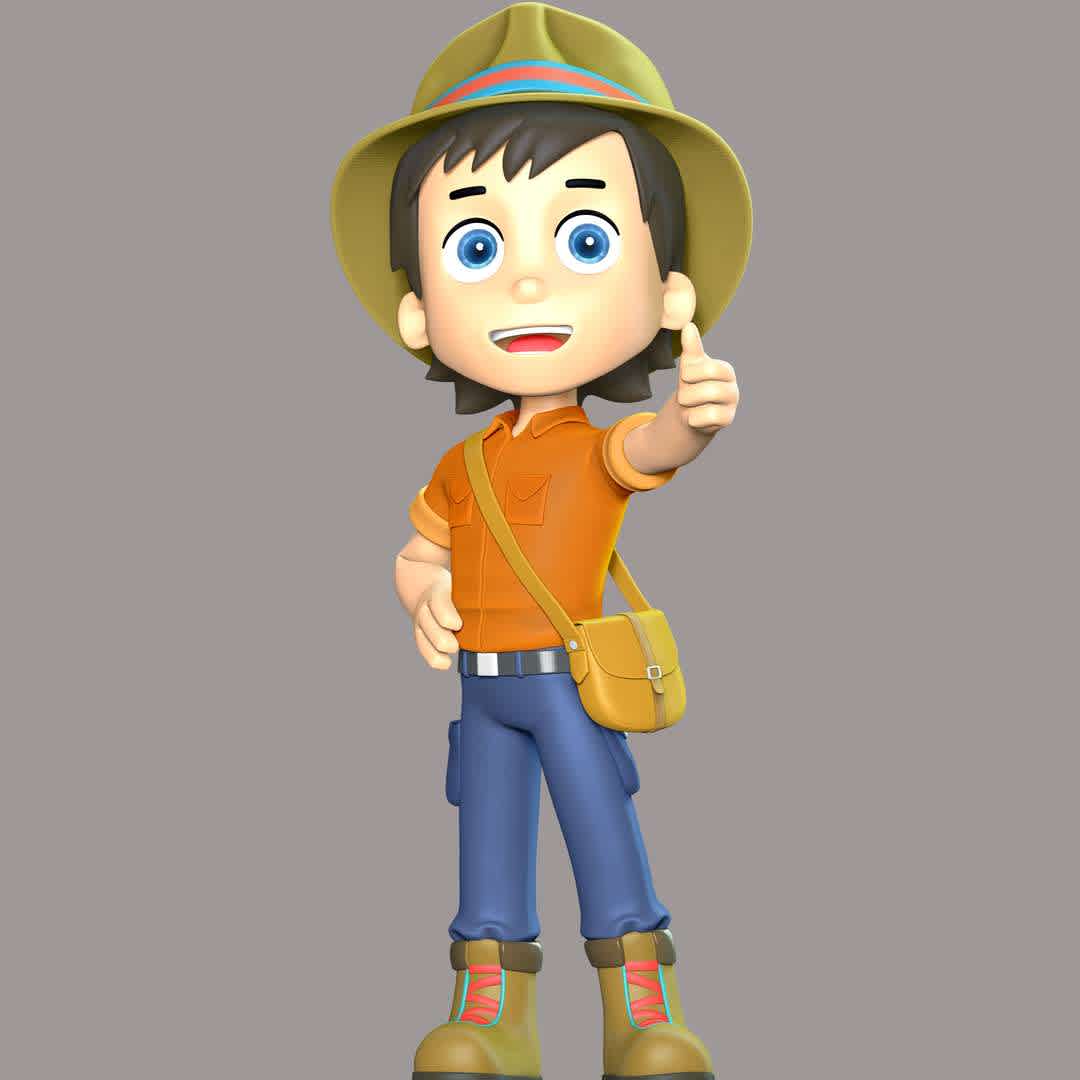 Carlos - Paw Patrol - **Carlos is Ryder's pen pal from the jungle, and is the caretaker of Tracker.**

These information of model:

**- The height of current model is 20 cm and you can free to scale it.**

**- Format files: STL, OBJ to supporting 3D printing.**

Please don't hesitate to contact me if you have any issues question. - Os melhores arquivos para impressão 3D do mundo. Modelos stl divididos em partes para facilitar a impressão 3D. Todos os tipos de personagens, decoração, cosplay, próteses, peças. Qualidade na impressão 3D. Modelos 3D com preço acessível. Baixo custo. Compras coletivas de arquivos 3D.