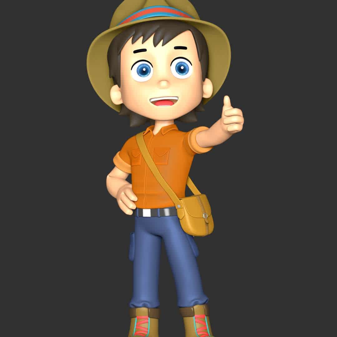 Carlos - Paw Patrol - **Carlos is Ryder's pen pal from the jungle, and is the caretaker of Tracker.**

These information of model:

**- The height of current model is 20 cm and you can free to scale it.**

**- Format files: STL, OBJ to supporting 3D printing.**

Please don't hesitate to contact me if you have any issues question. - Os melhores arquivos para impressão 3D do mundo. Modelos stl divididos em partes para facilitar a impressão 3D. Todos os tipos de personagens, decoração, cosplay, próteses, peças. Qualidade na impressão 3D. Modelos 3D com preço acessível. Baixo custo. Compras coletivas de arquivos 3D.