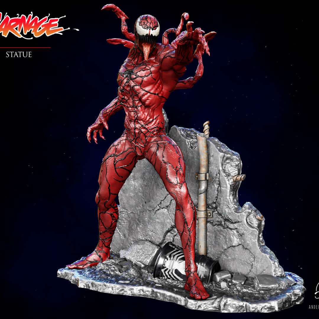 Carnage - CARNAGE is now available for 3D printing, with 300mm standard scale. It's a great buy for collectors who have Venom or Spider-Man in their collection.

This STL and the resulting printout are for the purchaser's personal use only, and you are not permitted to modify, share or resell my work (Digital or Physical). Please support the artist and his works. - The best files for 3D printing in the world. Stl models divided into parts to facilitate 3D printing. All kinds of characters, decoration, cosplay, prosthetics, pieces. Quality in 3D printing. Affordable 3D models. Low cost. Collective purchases of 3D files.