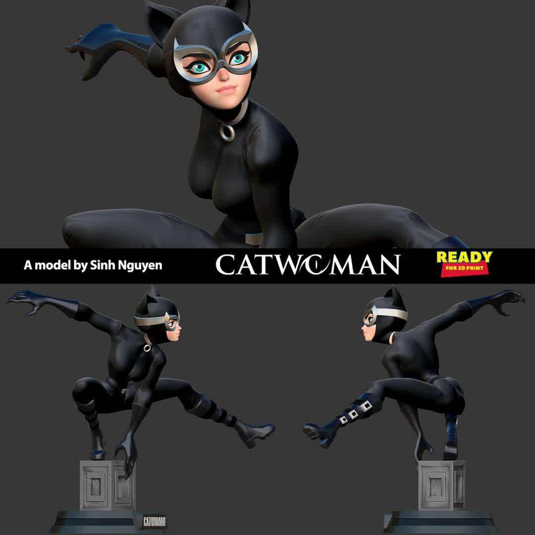 Catwoman stylized - For superheroes, I usually prefer the stylized style.

Basic parameters:

- STL, OBJ format for 3D printing with 4 discrete objects
- ZTL format for Zbrush (version 2019.1.2 or later)
- Model height: 30cm
- Version 1.0 - Polygons: 1644923 & Vertices: 893979

Model ready for 3D printing.

Please vote positively for me if you find this model useful. - The best files for 3D printing in the world. Stl models divided into parts to facilitate 3D printing. All kinds of characters, decoration, cosplay, prosthetics, pieces. Quality in 3D printing. Affordable 3D models. Low cost. Collective purchases of 3D files.