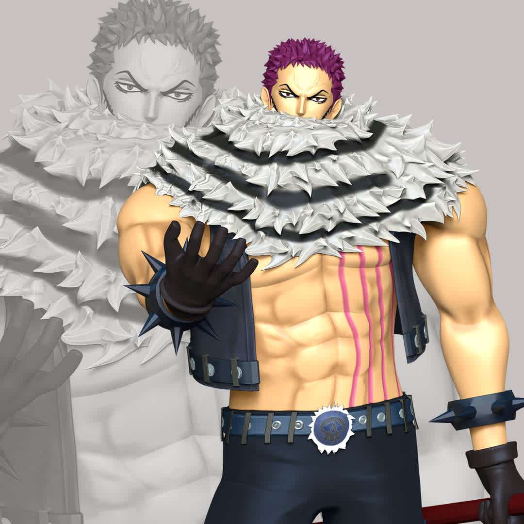 Charlotte Katakuri - One Piece - ** Charlotte Katakuri is the second son and third child of the Charlotte Family and the elder triplet brother of Daifuku and Oven. He is also one of the Three Sweet Commanders of the Big Mom Pirates **

**The model ready for 3D printing.**

These information of model:

**- Format files: STL, OBJ to supporting 3D printing.**

**- Can be assembled without glue (glue is optional)**

**- Split down to 3 parts**

**- The height of current model is 20 cm and you can free to scale it.**

**- ZTL format for Zbrush for you to customize as you like.**

Please don't hesitate to contact me if you have any issues question.

If you see this model useful, please vote positively for it. - Los mejores archivos para impresión 3D del mundo. Modelos Stl divididos en partes para facilitar la impresión 3D. Todo tipo de personajes, decoración, cosplay, prótesis, piezas. Calidad en impresión 3D. Modelos 3D asequibles. Bajo costo. Compras colectivas de archivos 3D.