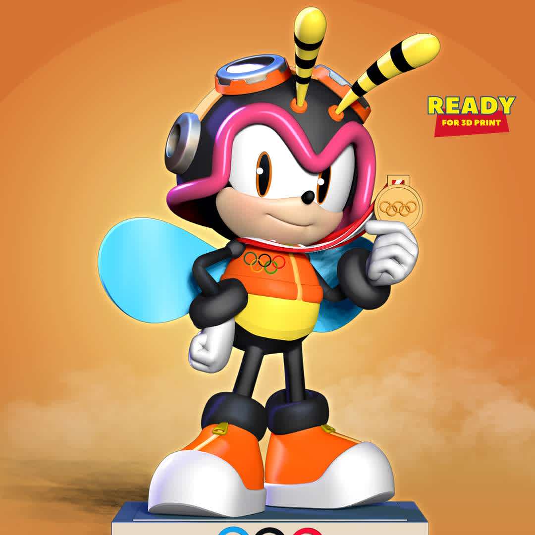 Charmy Bee wins gold medal at Olympics - Charmy Bee is a fictional character from the Sonic the Hedgehog series.

When you purchase this model, you will own:

- STL, OBJ file with 05 separated files (with key to connect together) is ready for 3D printing.

- Zbrush original files (ZTL) for you to customize as you like.

This is version 1.0 of this model.

Hope you like him. Thanks for viewing! - The best files for 3D printing in the world. Stl models divided into parts to facilitate 3D printing. All kinds of characters, decoration, cosplay, prosthetics, pieces. Quality in 3D printing. Affordable 3D models. Low cost. Collective purchases of 3D files.