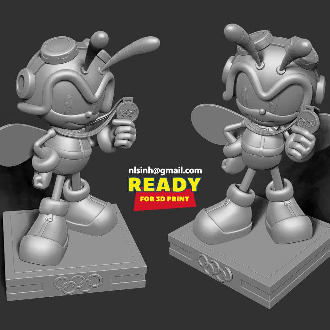 Charmy Bee wins gold medal at Olympics - Charmy Bee is a fictional character from the Sonic the Hedgehog series.

When you purchase this model, you will own:

- STL, OBJ file with 05 separated files (with key to connect together) is ready for 3D printing.

- Zbrush original files (ZTL) for you to customize as you like.

This is version 1.0 of this model.

Hope you like him. Thanks for viewing! - The best files for 3D printing in the world. Stl models divided into parts to facilitate 3D printing. All kinds of characters, decoration, cosplay, prosthetics, pieces. Quality in 3D printing. Affordable 3D models. Low cost. Collective purchases of 3D files.