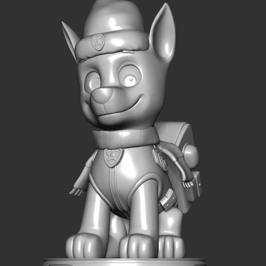 Chase Christmas - Paw Patrol - **Let's celebrate Christmas with Chase Paw Patrol**

These information of model:

**- The height of current model is 20 cm and you can free to scale it.**

**- Format files: STL, OBJ to supporting 3D printing.**

Please don't hesitate to contact me if you have any issues question. - Os melhores arquivos para impressão 3D do mundo. Modelos stl divididos em partes para facilitar a impressão 3D. Todos os tipos de personagens, decoração, cosplay, próteses, peças. Qualidade na impressão 3D. Modelos 3D com preço acessível. Baixo custo. Compras coletivas de arquivos 3D.