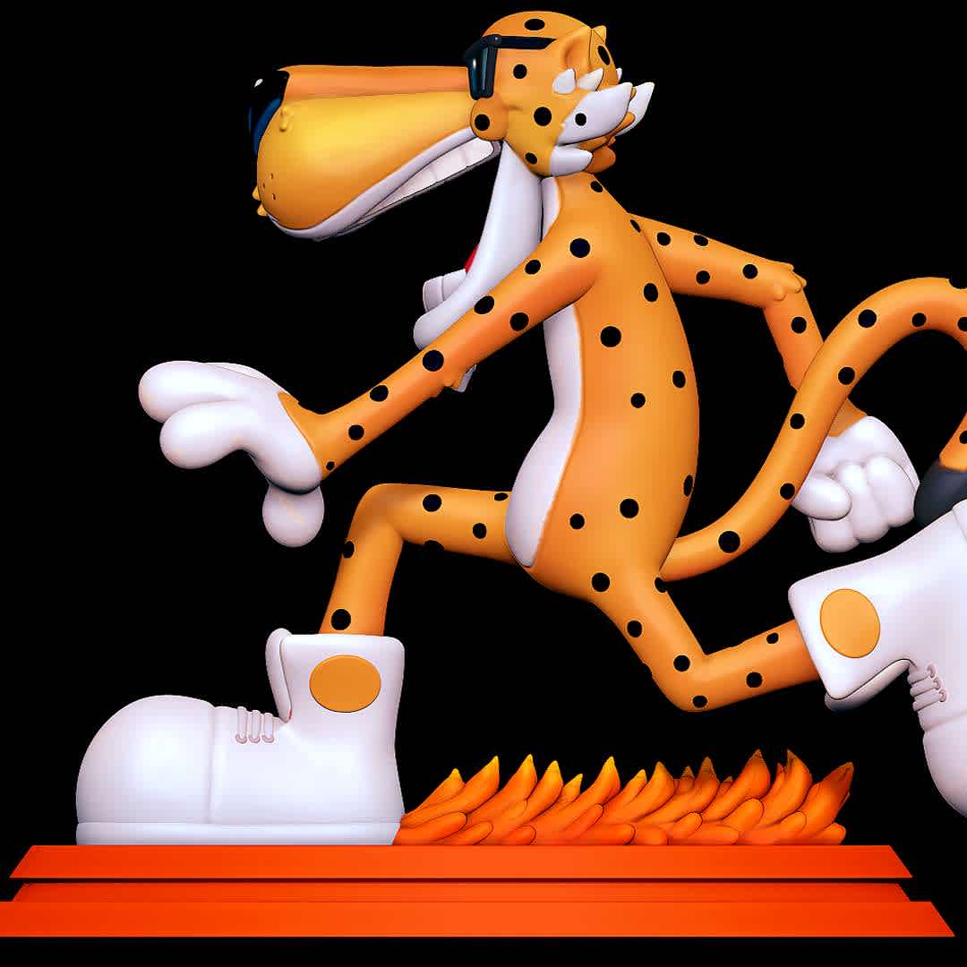 Chester Cheetah - Cheetos - The Coolest food mascot - The best files for 3D printing in the world. Stl models divided into parts to facilitate 3D printing. All kinds of characters, decoration, cosplay, prosthetics, pieces. Quality in 3D printing. Affordable 3D models. Low cost. Collective purchases of 3D files.