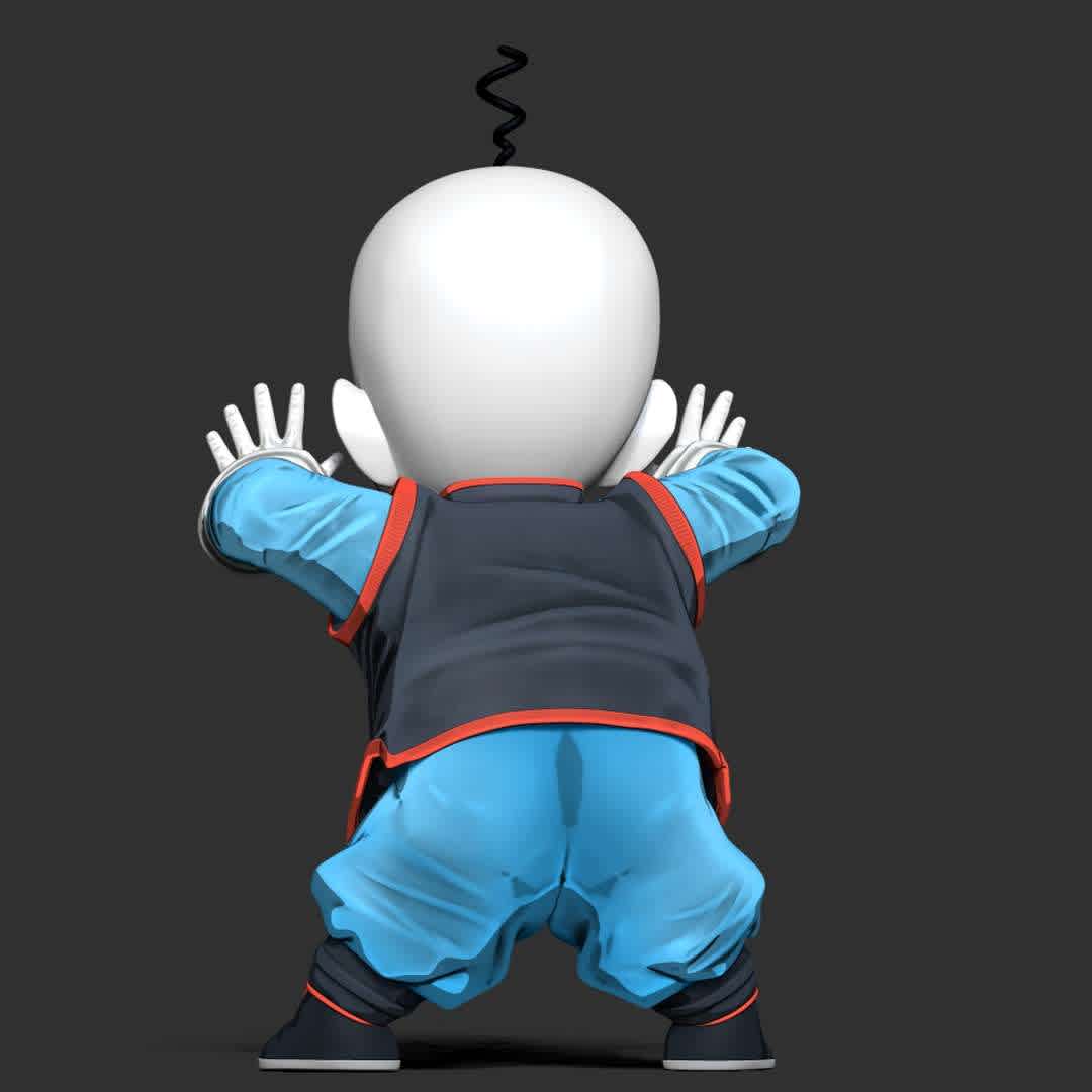 Chiaotzu - Dragon Ball fanart  - "Chiaotzu is an Earthling who possesses a few different traits than most, such as plain white skin and red cheeks."

Basic parameters:

- STL format for 3D printing with 05 discrete objects
- Model height: 15cm
- Version 1.0: Polygons: 1789828 & Vertices: 939886
Model ready for 3D printing.

Please vote positively for me if you find this model useful. - Os melhores arquivos para impressão 3D do mundo. Modelos stl divididos em partes para facilitar a impressão 3D. Todos os tipos de personagens, decoração, cosplay, próteses, peças. Qualidade na impressão 3D. Modelos 3D com preço acessível. Baixo custo. Compras coletivas de arquivos 3D.