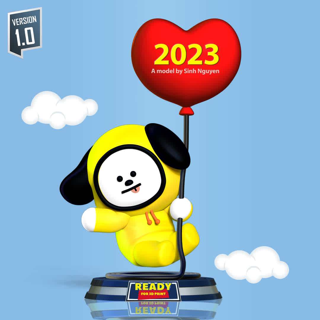 Chimmy - CHIMMY (Korean: 치미, Chimi) is a main character, and they are one of the eight primary characters in BT21.

HELLO 2023! HAPPY NEW YEAR!

Basic parameters:

- STL, OBJ format for 3D printing with 3 discrete objects
- ZTL format for Zbrush (version 2019.1.2 or later)
- Model height: 12cm
- Version 1.0 - Polygons: 781775 & Vertices: 436930

Model ready for 3D printing.

Please vote positively for me if you find this model useful. - The best files for 3D printing in the world. Stl models divided into parts to facilitate 3D printing. All kinds of characters, decoration, cosplay, prosthetics, pieces. Quality in 3D printing. Affordable 3D models. Low cost. Collective purchases of 3D files.