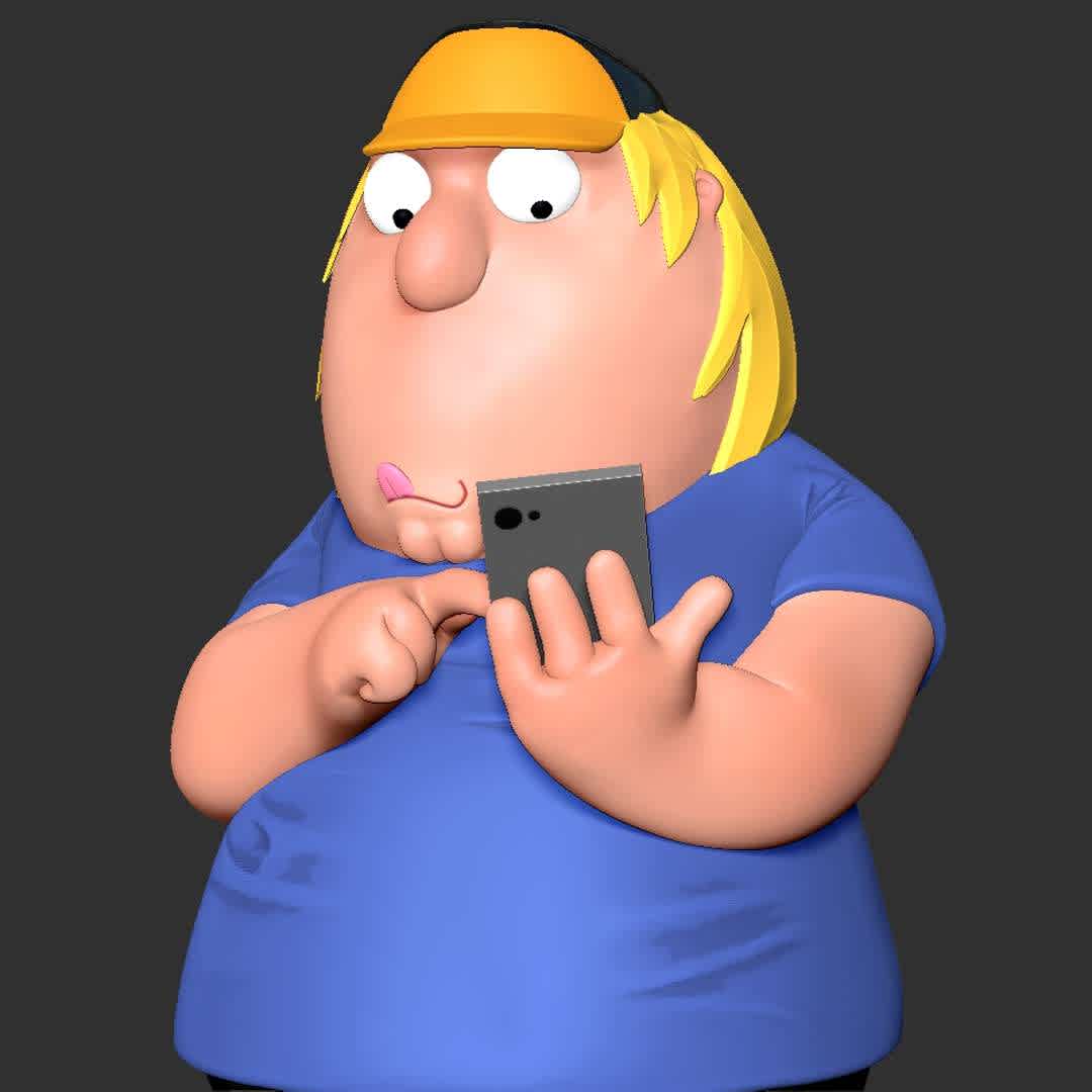 Chris Griffin - Family Guy Fanart  - Christopher Cross “Chris” Griffin is a fictional character from the animated television series, Family Guy.

Basic parameters:

- STL, OBJ format for 3D printing with 04 discrete objects
- ZTL format for Zbrush (version 2019.1.2 or later)
- Model height: 15cm
- Version 1.0 - Polygons: 1817014 & Vertices: 1321322
Model ready for 3D printing.

Please vote positively for me if you find this model useful. - Los mejores archivos para impresión 3D del mundo. Modelos Stl divididos en partes para facilitar la impresión 3D. Todo tipo de personajes, decoración, cosplay, prótesis, piezas. Calidad en impresión 3D. Modelos 3D asequibles. Bajo costo. Compras colectivas de archivos 3D.