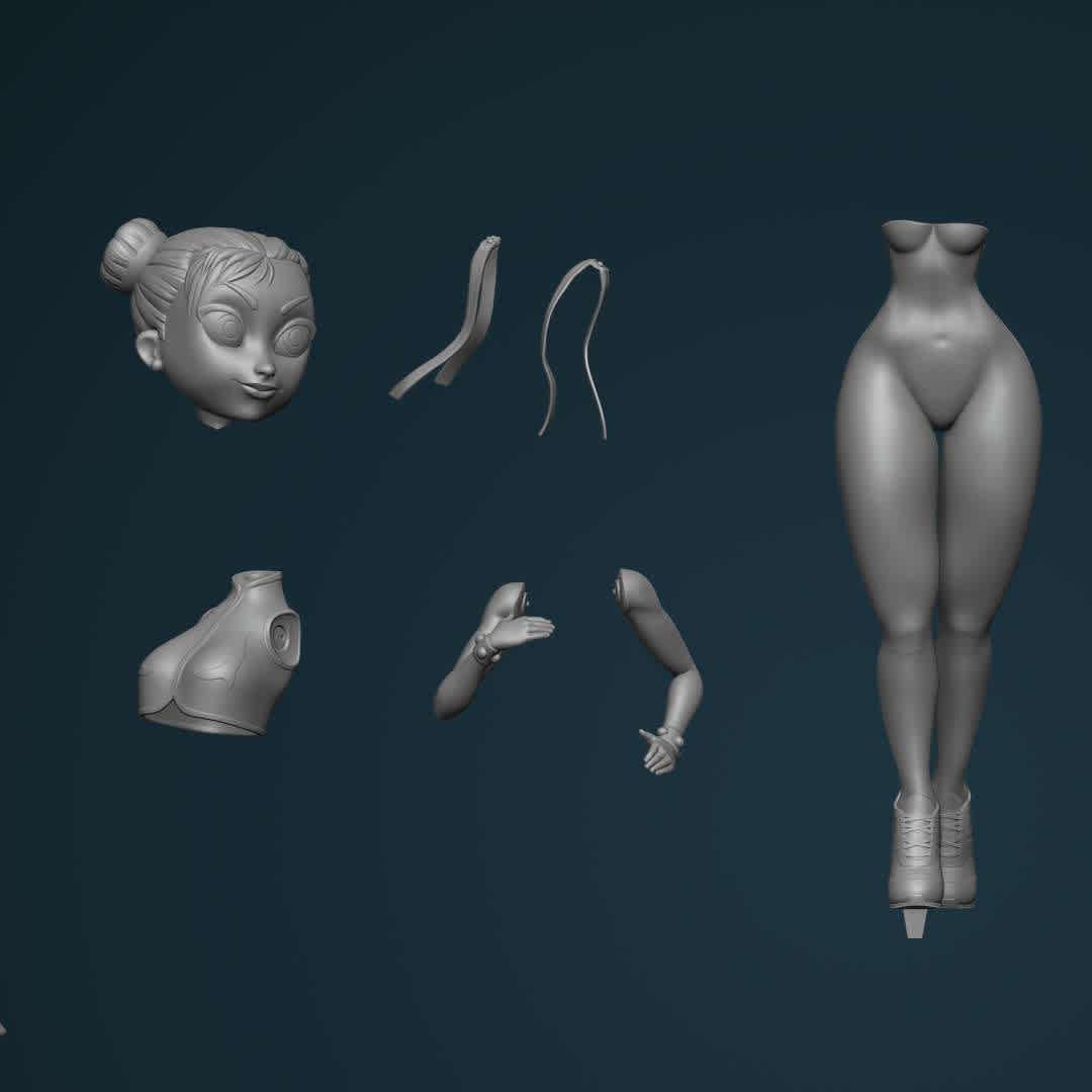 Chun-li Cartoon - Chun-li Cartoon stl file for 3d print - The best files for 3D printing in the world. Stl models divided into parts to facilitate 3D printing. All kinds of characters, decoration, cosplay, prosthetics, pieces. Quality in 3D printing. Affordable 3D models. Low cost. Collective purchases of 3D files.