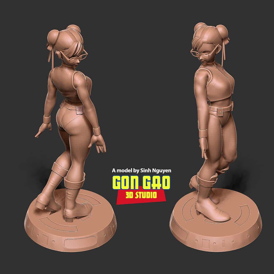 Chun-Li looked back  - "Sometimes look back a little to see a larger front."

Note: - For the subject's head, there are 2 versions: head with glasses or without glasses.

Basic parameters:

- STLformat for 3D printing with 06 discrete objects
- Model height: 25cm
- Version 1.0: Polygons: 2334663 & Vertices: 1255531

Model ready for 3D printing.

Please vote positively for me if you find this model useful. - The best files for 3D printing in the world. Stl models divided into parts to facilitate 3D printing. All kinds of characters, decoration, cosplay, prosthetics, pieces. Quality in 3D printing. Affordable 3D models. Low cost. Collective purchases of 3D files.