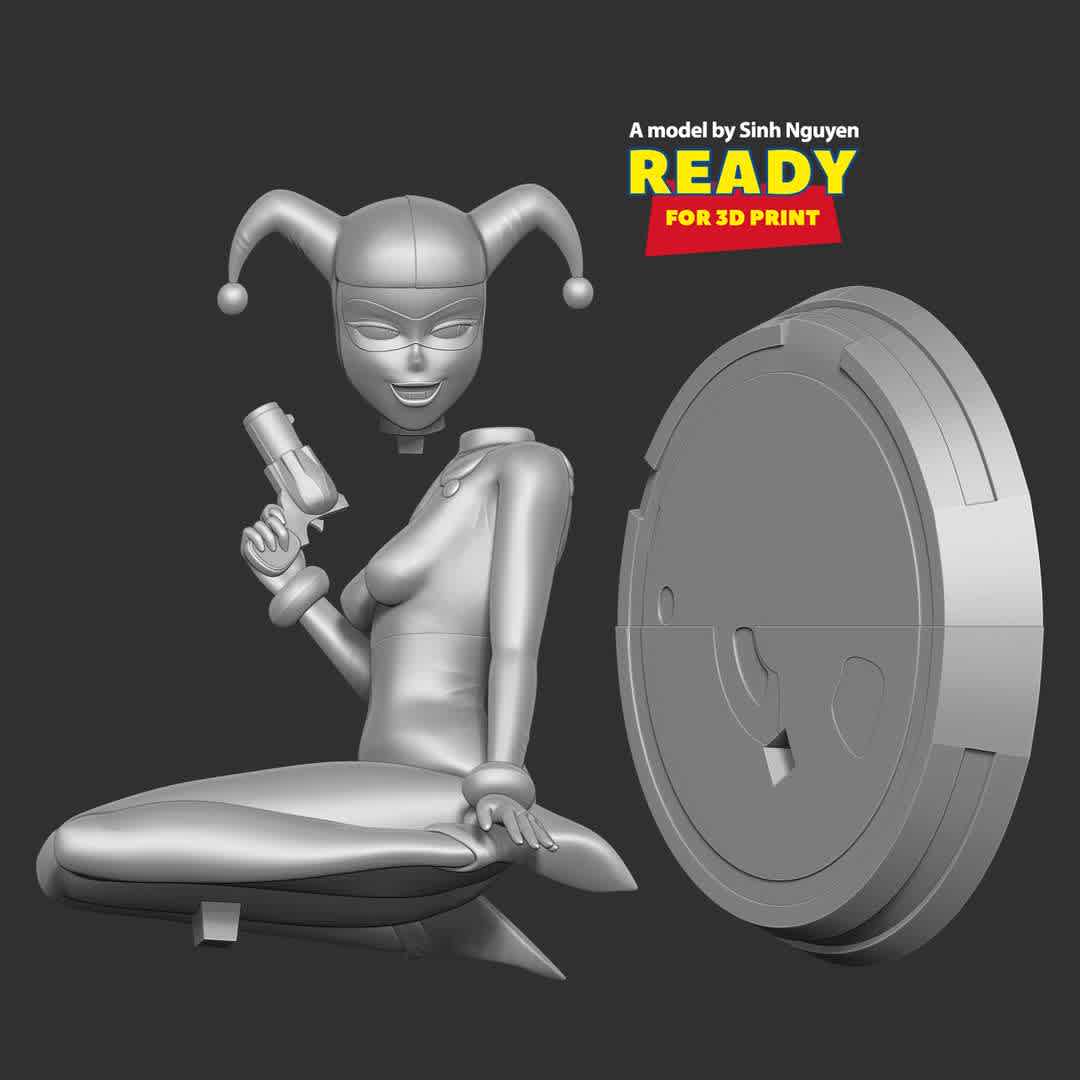 Classic Harley Quinn Fanart  - Part 01: https://co3d.art/m/classic-harley-quinn

Basic parameters:

- STL, OBJ format for 3D printing with 03 discrete objects
- ZTL format for Zbrush (version 2019.1.2 or later)
- Model height: 15cm
- Version 1.0 - Polygons: 1481814 & Vertices: 826725

Model ready for 3D printing.

Please vote positively for me if you find this model useful. - The best files for 3D printing in the world. Stl models divided into parts to facilitate 3D printing. All kinds of characters, decoration, cosplay, prosthetics, pieces. Quality in 3D printing. Affordable 3D models. Low cost. Collective purchases of 3D files.