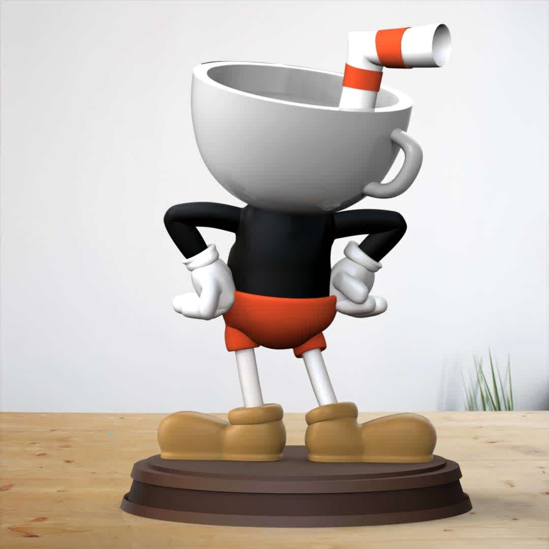 Cuphead Fanart  - Cuphead is a classic run and gun action game heavily focused on boss battles.

** Information: this model has a height of 12cm.

When you purchase this model, you will own:

- STL, OBJ file with 03 separated files (with key to connect together) is ready for 3D printing.
- Zbrush original files (ZTL) for you to customize as you like.

This is version 1.0 of this model.

Hope you like him. Thanks for viewing! - The best files for 3D printing in the world. Stl models divided into parts to facilitate 3D printing. All kinds of characters, decoration, cosplay, prosthetics, pieces. Quality in 3D printing. Affordable 3D models. Low cost. Collective purchases of 3D files.