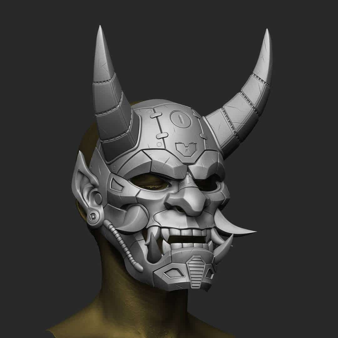 Cyberpunk Japanese Oni Mask 3D print model - This is a 3D STL file for CNC machine, that is compatible with Aspire, Artcam, and also other platforms that support the STL format(Blender, Zbrush, Maya, etc...) File for print it personally on a 3d printer. The size of this design is adjustable to your needs. After Payment You will get directly the link to Download This design was made by the Maskitto team. All the rights belong to the creators, therefore, it is forbidden to resell nor share this design as a digital file. However, you are allowed to sell the product that you carve in wood or other material on your CNC from our file Feel free to contact for every issue or information.The Mask is sized for a standard adult's head..Print size mask without horns: length - 209 mm/ width - 211 mm/ height - 209 mm. Recommended settings for printing:Print with at least 15-20% infill,Layer Height 0.1 - 0.16 mm - Os melhores arquivos para impressão 3D do mundo. Modelos stl divididos em partes para facilitar a impressão 3D. Todos os tipos de personagens, decoração, cosplay, próteses, peças. Qualidade na impressão 3D. Modelos 3D com preço acessível. Baixo custo. Compras coletivas de arquivos 3D.