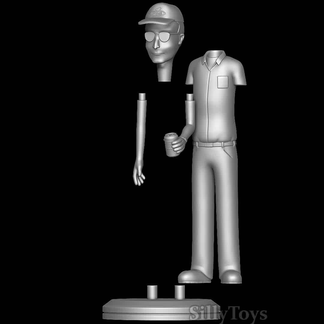 Dale Gribble - King of the Hill - Cool Dale - The best files for 3D printing in the world. Stl models divided into parts to facilitate 3D printing. All kinds of characters, decoration, cosplay, prosthetics, pieces. Quality in 3D printing. Affordable 3D models. Low cost. Collective purchases of 3D files.