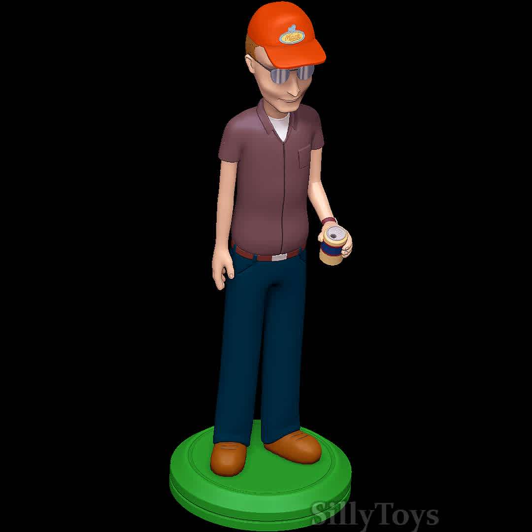 Dale Gribble - King of the Hill - Cool Dale - The best files for 3D printing in the world. Stl models divided into parts to facilitate 3D printing. All kinds of characters, decoration, cosplay, prosthetics, pieces. Quality in 3D printing. Affordable 3D models. Low cost. Collective purchases of 3D files.