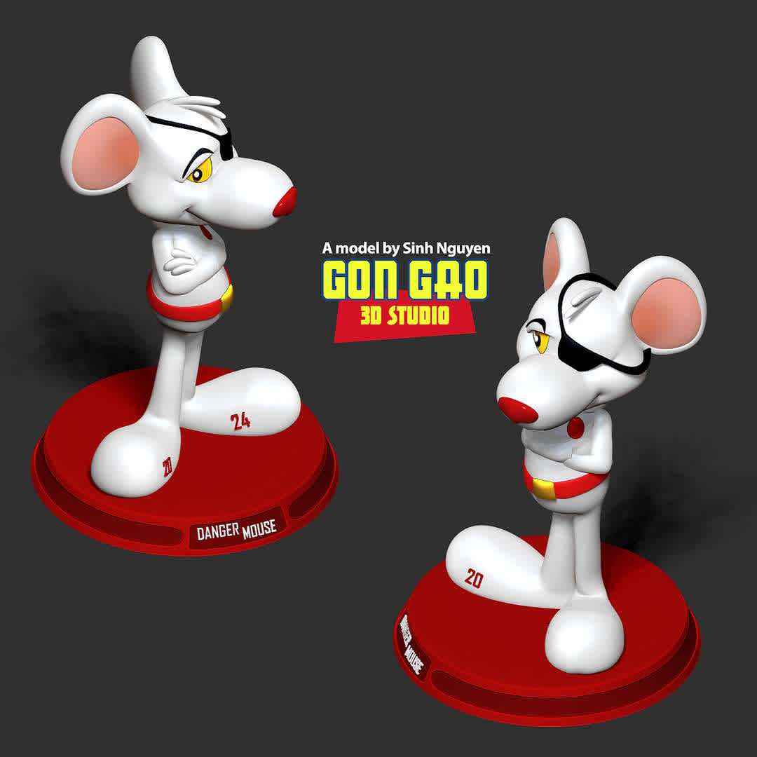 Danger Mouse Fanart  - "This is my first model in 2024. Wishing everyone a new year with lots of joy in life!"

Basic parameters:

- STL format for 3D printing with 04 discrete objects
- Model height: 10cm
- Version 1.0: Polygons: 1282525 & Vertices: 656156

Model ready for 3D printing.

Please vote positively for me if you find this model useful. - Los mejores archivos para impresión 3D del mundo. Modelos Stl divididos en partes para facilitar la impresión 3D. Todo tipo de personajes, decoración, cosplay, prótesis, piezas. Calidad en impresión 3D. Modelos 3D asequibles. Bajo costo. Compras colectivas de archivos 3D.