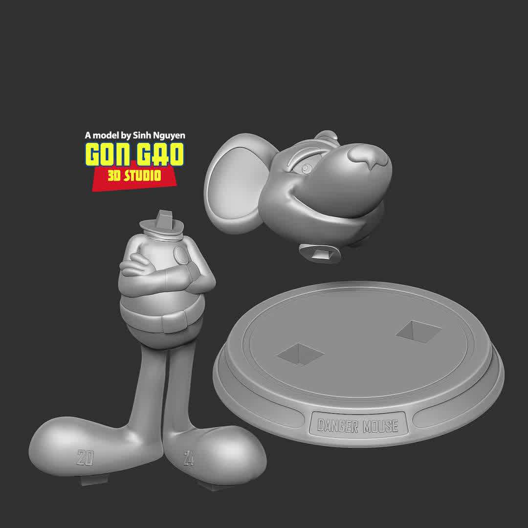 Danger Mouse Fanart  - "This is my first model in 2024. Wishing everyone a new year with lots of joy in life!"

Basic parameters:

- STL format for 3D printing with 04 discrete objects
- Model height: 10cm
- Version 1.0: Polygons: 1282525 & Vertices: 656156

Model ready for 3D printing.

Please vote positively for me if you find this model useful. - Os melhores arquivos para impressão 3D do mundo. Modelos stl divididos em partes para facilitar a impressão 3D. Todos os tipos de personagens, decoração, cosplay, próteses, peças. Qualidade na impressão 3D. Modelos 3D com preço acessível. Baixo custo. Compras coletivas de arquivos 3D.