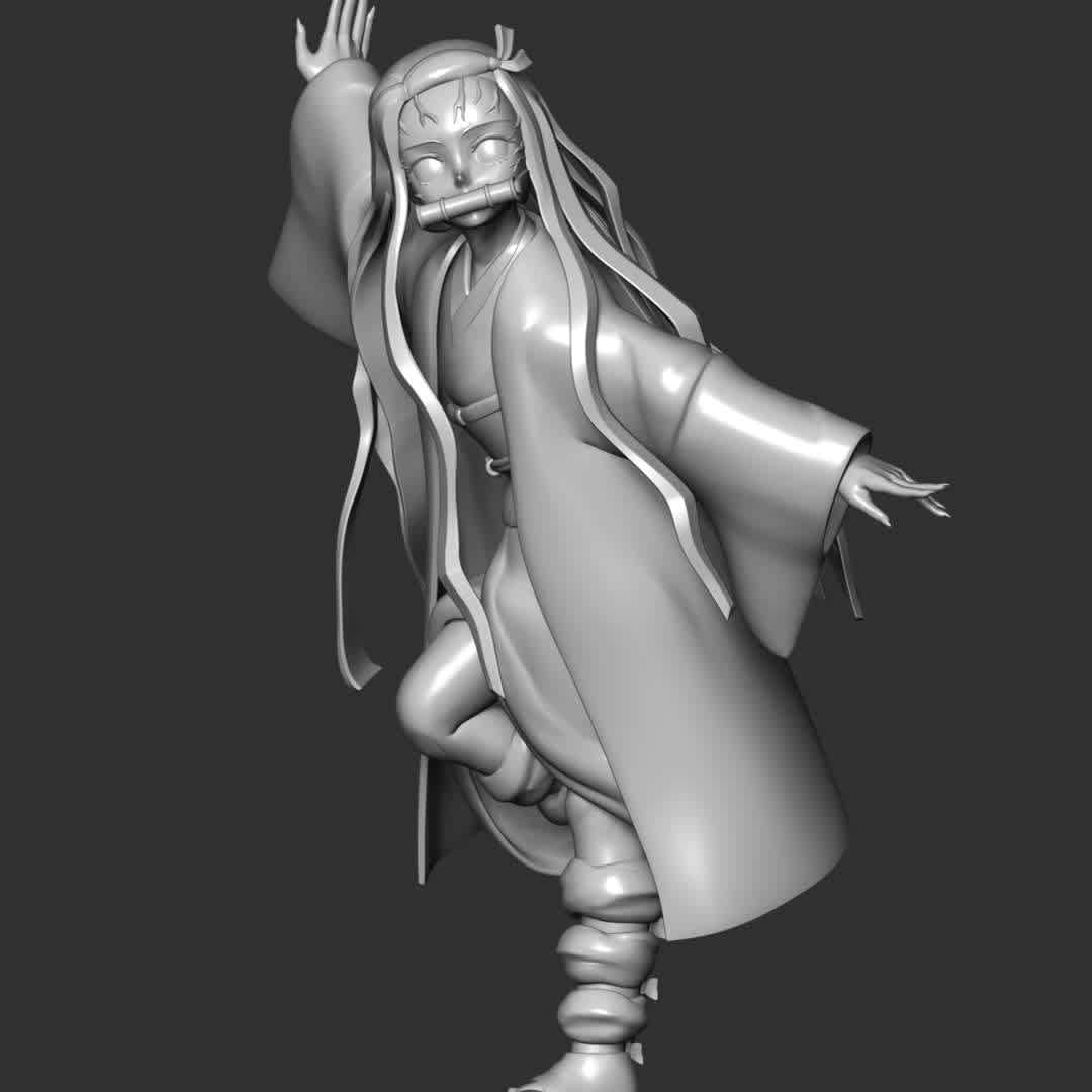 Demon Slayer Hinokami Chronicles - Nezuko - **The model ready for 3D printing.**

These information of model:

**- Format files: STL, OBJ to supporting 3D printing.**

**- Can be assembled without glue (glue is optional)**

**- Split down to 2 parts**

**- The height of current model is 20 cm and you can free to scale it.**

**- ZTL format for Zbrush for you to customize as you like.**

Please don't hesitate to contact me if you have any issues question.

If you see this model useful, please vote positively for it. - The best files for 3D printing in the world. Stl models divided into parts to facilitate 3D printing. All kinds of characters, decoration, cosplay, prosthetics, pieces. Quality in 3D printing. Affordable 3D models. Low cost. Collective purchases of 3D files.