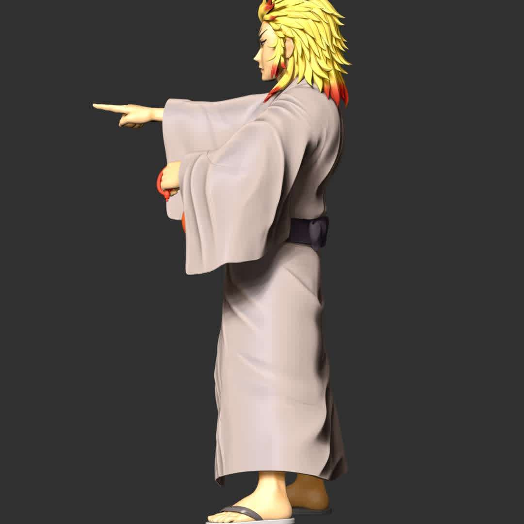 Demon Slayer - Shinjuro Rengoku - These information of model:

**- The height of current model is 30 cm and you can free to scale it.**

**- Format files: STL, OBJ to supporting 3D printing.**

Please don't hesitate to contact me if you have any issues question. - The best files for 3D printing in the world. Stl models divided into parts to facilitate 3D printing. All kinds of characters, decoration, cosplay, prosthetics, pieces. Quality in 3D printing. Affordable 3D models. Low cost. Collective purchases of 3D files.