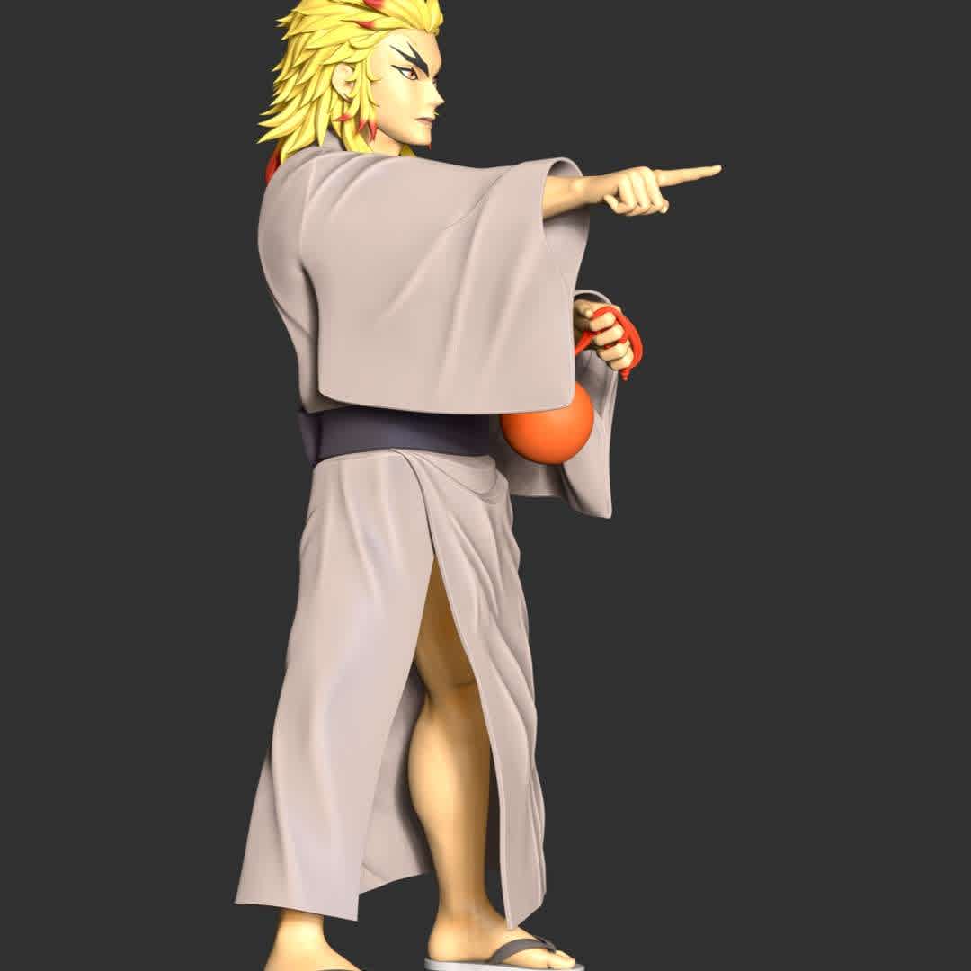 Demon Slayer - Shinjuro Rengoku - These information of model:

**- The height of current model is 30 cm and you can free to scale it.**

**- Format files: STL, OBJ to supporting 3D printing.**

Please don't hesitate to contact me if you have any issues question. - The best files for 3D printing in the world. Stl models divided into parts to facilitate 3D printing. All kinds of characters, decoration, cosplay, prosthetics, pieces. Quality in 3D printing. Affordable 3D models. Low cost. Collective purchases of 3D files.