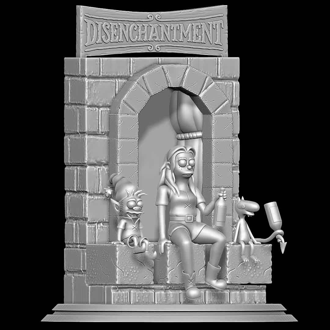 Disenchantment Diorama - Elfo scared of the height, while bean and luci are getting drunk
 - The best files for 3D printing in the world. Stl models divided into parts to facilitate 3D printing. All kinds of characters, decoration, cosplay, prosthetics, pieces. Quality in 3D printing. Affordable 3D models. Low cost. Collective purchases of 3D files.