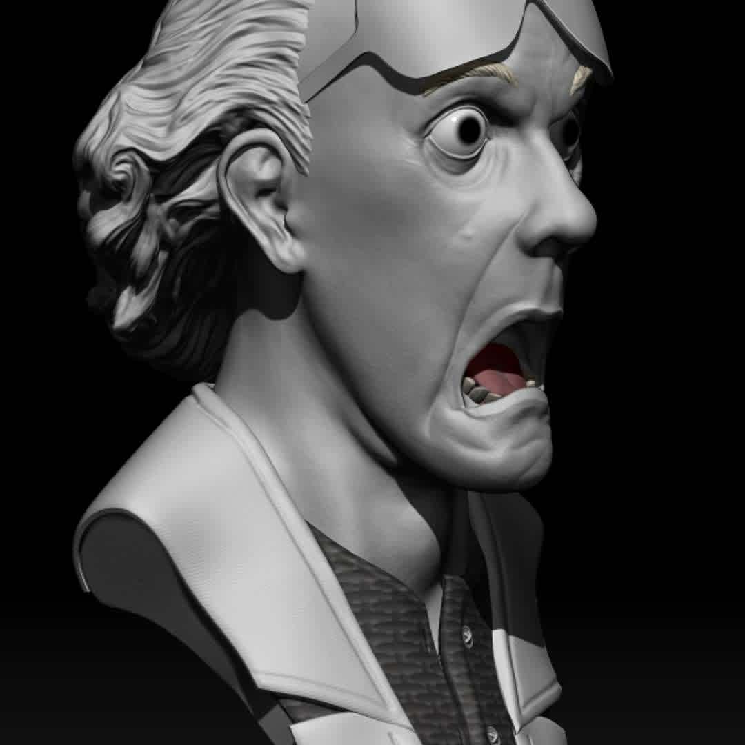 doc brown - Hello bust doc brown Back to the future with 20 cm - The best files for 3D printing in the world. Stl models divided into parts to facilitate 3D printing. All kinds of characters, decoration, cosplay, prosthetics, pieces. Quality in 3D printing. Affordable 3D models. Low cost. Collective purchases of 3D files.