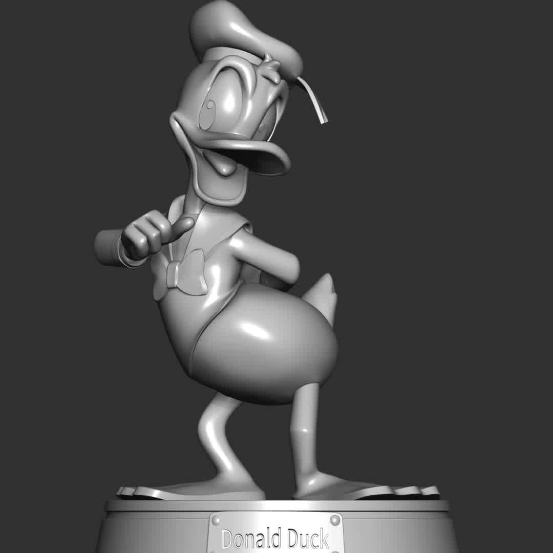 Donald duck  - These information of model:

**- The height of current model is 20 cm and you can free to scale it.**

**- Format files: STL, OBJ to supporting 3D printing.**

Please don't hesitate to contact me if you have any issues question. - The best files for 3D printing in the world. Stl models divided into parts to facilitate 3D printing. All kinds of characters, decoration, cosplay, prosthetics, pieces. Quality in 3D printing. Affordable 3D models. Low cost. Collective purchases of 3D files.