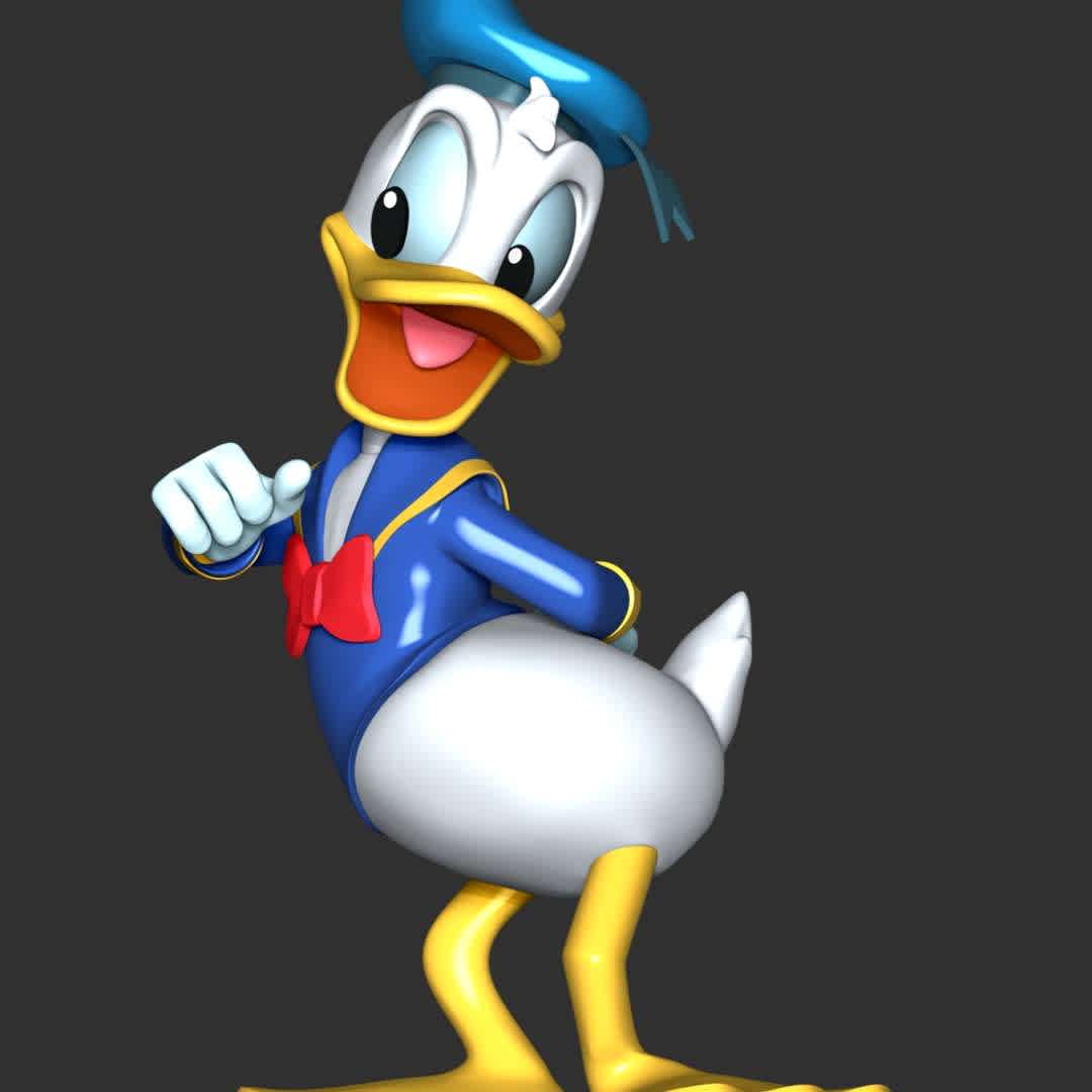 Donald duck  - These information of model:

**- The height of current model is 20 cm and you can free to scale it.**

**- Format files: STL, OBJ to supporting 3D printing.**

Please don't hesitate to contact me if you have any issues question. - The best files for 3D printing in the world. Stl models divided into parts to facilitate 3D printing. All kinds of characters, decoration, cosplay, prosthetics, pieces. Quality in 3D printing. Affordable 3D models. Low cost. Collective purchases of 3D files.