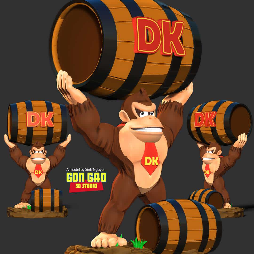 Donkey Kong - Basic parameters:

- STL format for 3D printing with 04 discrete objects
- Model height: 20cm
- Version 1.0: Polygons: 1609922 & Vertices: 1009806

Model ready for 3D printing.

Please vote positively for me if you find this model useful. - The best files for 3D printing in the world. Stl models divided into parts to facilitate 3D printing. All kinds of characters, decoration, cosplay, prosthetics, pieces. Quality in 3D printing. Affordable 3D models. Low cost. Collective purchases of 3D files.