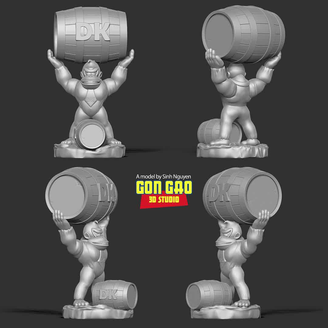 Donkey Kong - Basic parameters:

- STL format for 3D printing with 04 discrete objects
- Model height: 20cm
- Version 1.0: Polygons: 1609922 & Vertices: 1009806

Model ready for 3D printing.

Please vote positively for me if you find this model useful. - Los mejores archivos para impresión 3D del mundo. Modelos Stl divididos en partes para facilitar la impresión 3D. Todo tipo de personajes, decoración, cosplay, prótesis, piezas. Calidad en impresión 3D. Modelos 3D asequibles. Bajo costo. Compras colectivas de archivos 3D.