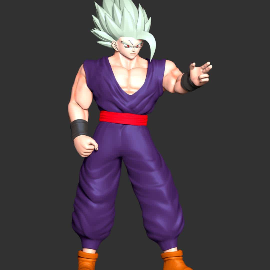 Dragon Ball - Gohan Beast  - **The model ready for 3D printing.**

These information of model:

**- Format files: STL, OBJ to supporting 3D printing.**

**- Can be assembled without glue (glue is optional)**

**- Split down to 2 parts**

**- The height of current model is 20 cm and you can free to scale it.**

**- ZTL format for Zbrush for you to customize as you like.**

Please don't hesitate to contact me if you have any issues question.

If you see this model useful, please vote positively for it. - The best files for 3D printing in the world. Stl models divided into parts to facilitate 3D printing. All kinds of characters, decoration, cosplay, prosthetics, pieces. Quality in 3D printing. Affordable 3D models. Low cost. Collective purchases of 3D files.